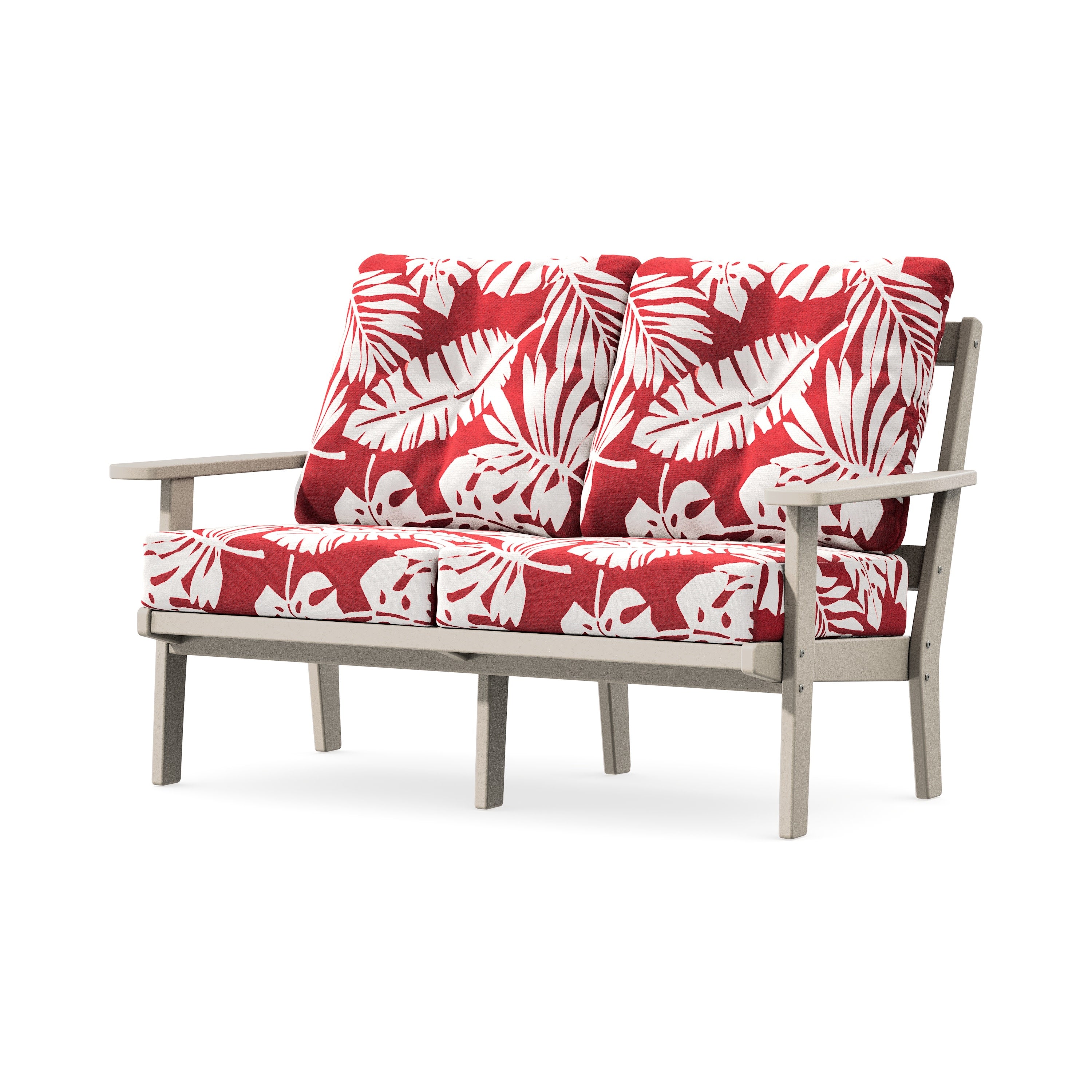 Oxford Deep SeatingLoveseat in Sand / Leaf Crimson