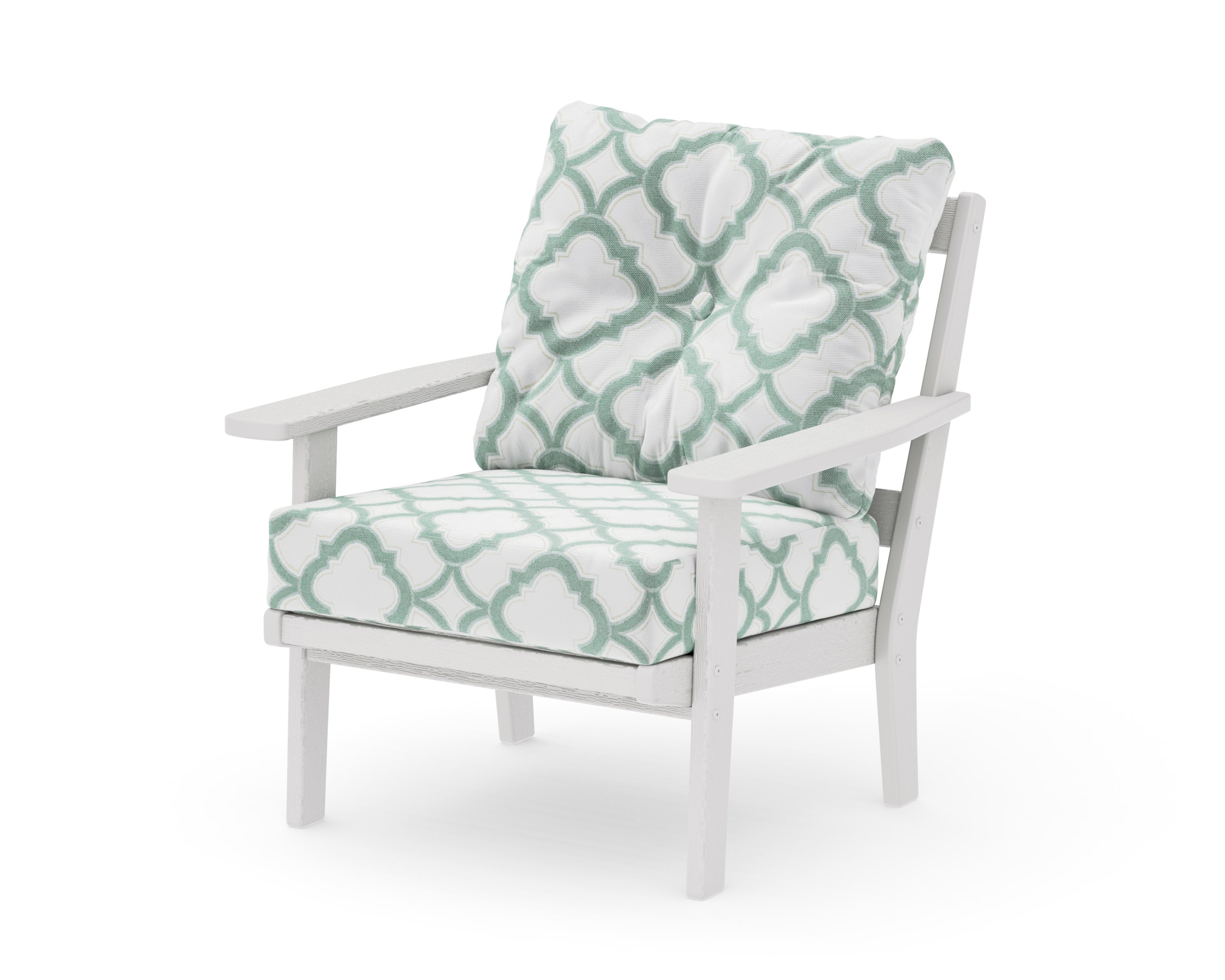 Prairie Deep Seating Chair in Vintage White / Trellis Glacier Spa