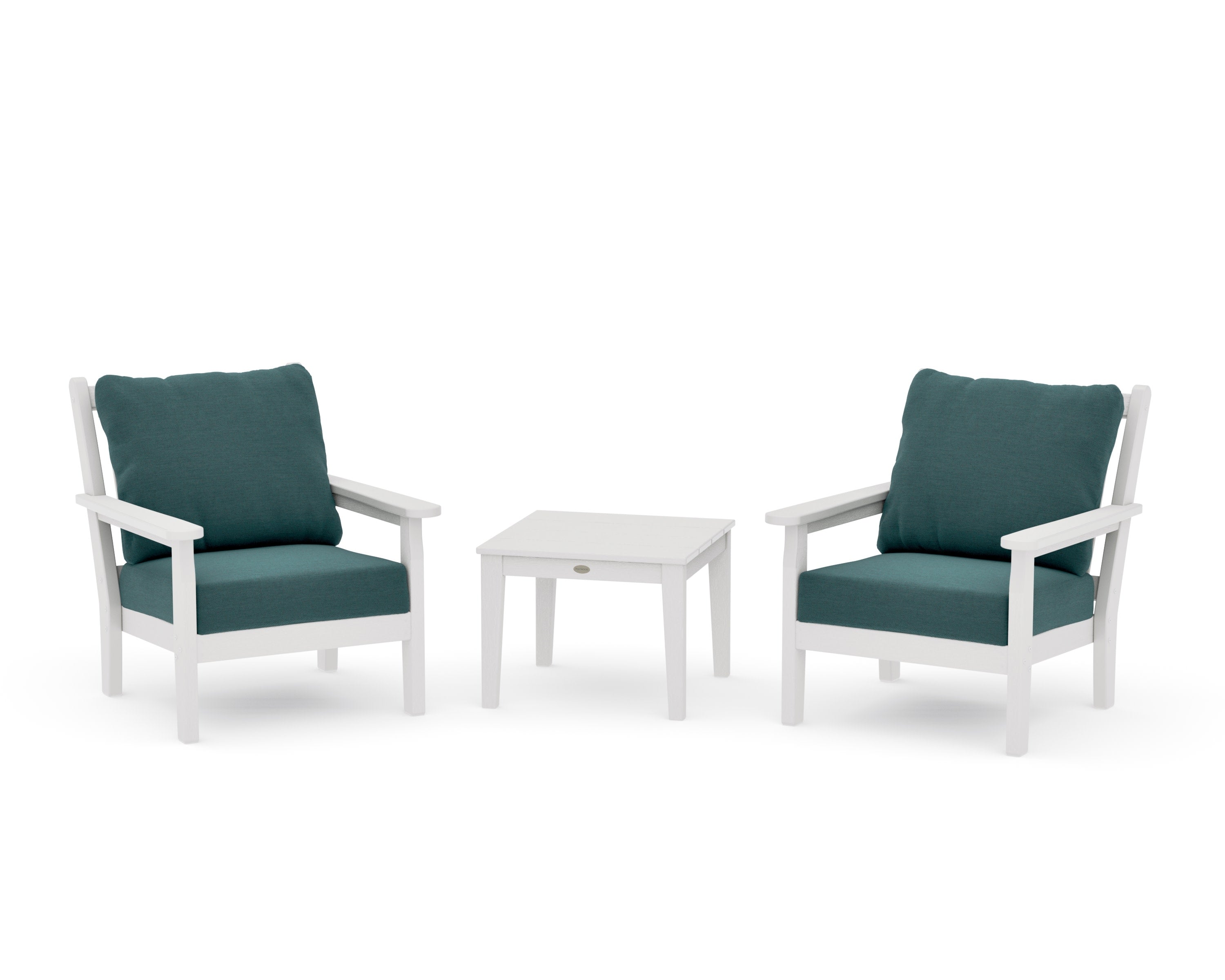 Chippendale 3-Piece Deep Seating Set in Vintage White / Ocean Teal