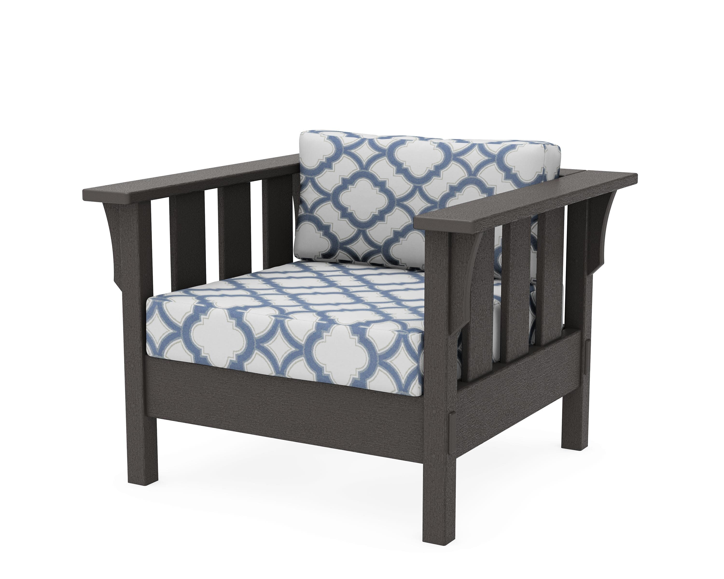 Acadia Deep Seating Chair in Vintage Coffee / Trellis Sky Blue