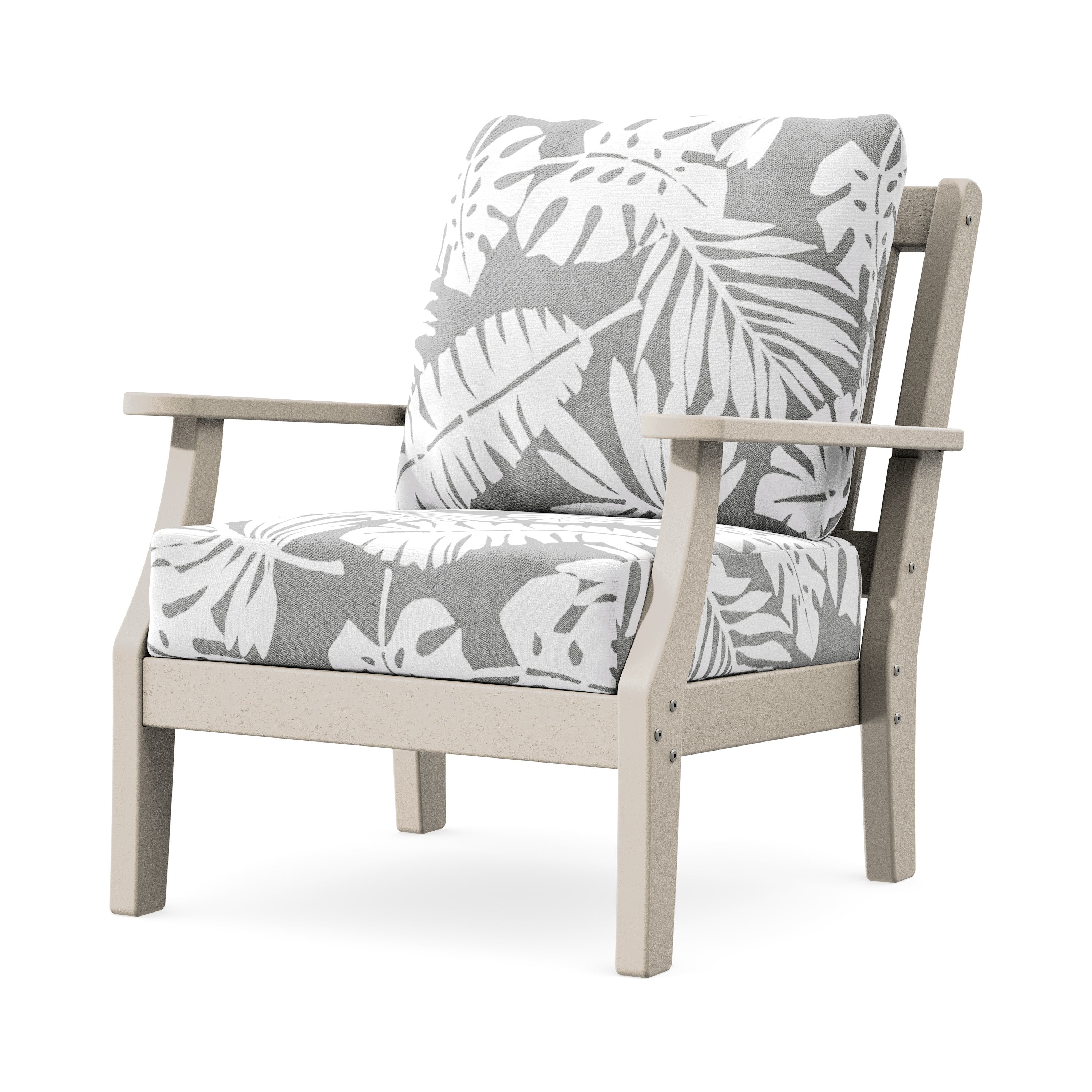 Chinoiserie Deep Seating Chair in Sand / Leaf Grey Mist