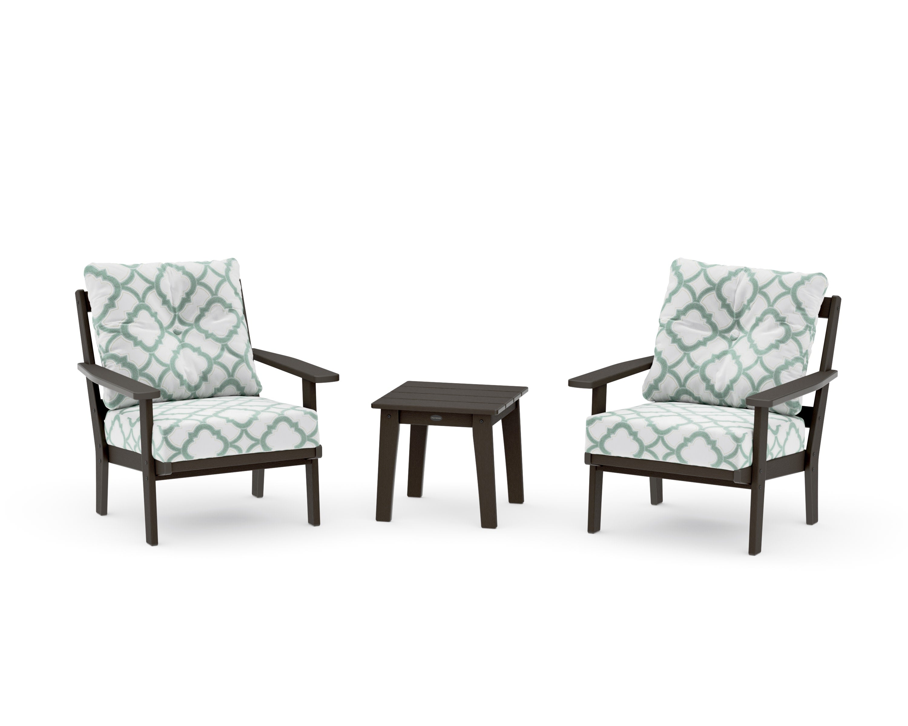Oxford 3-Piece Deep Seating Set in Vintage Coffee / Trellis Glacier Spa