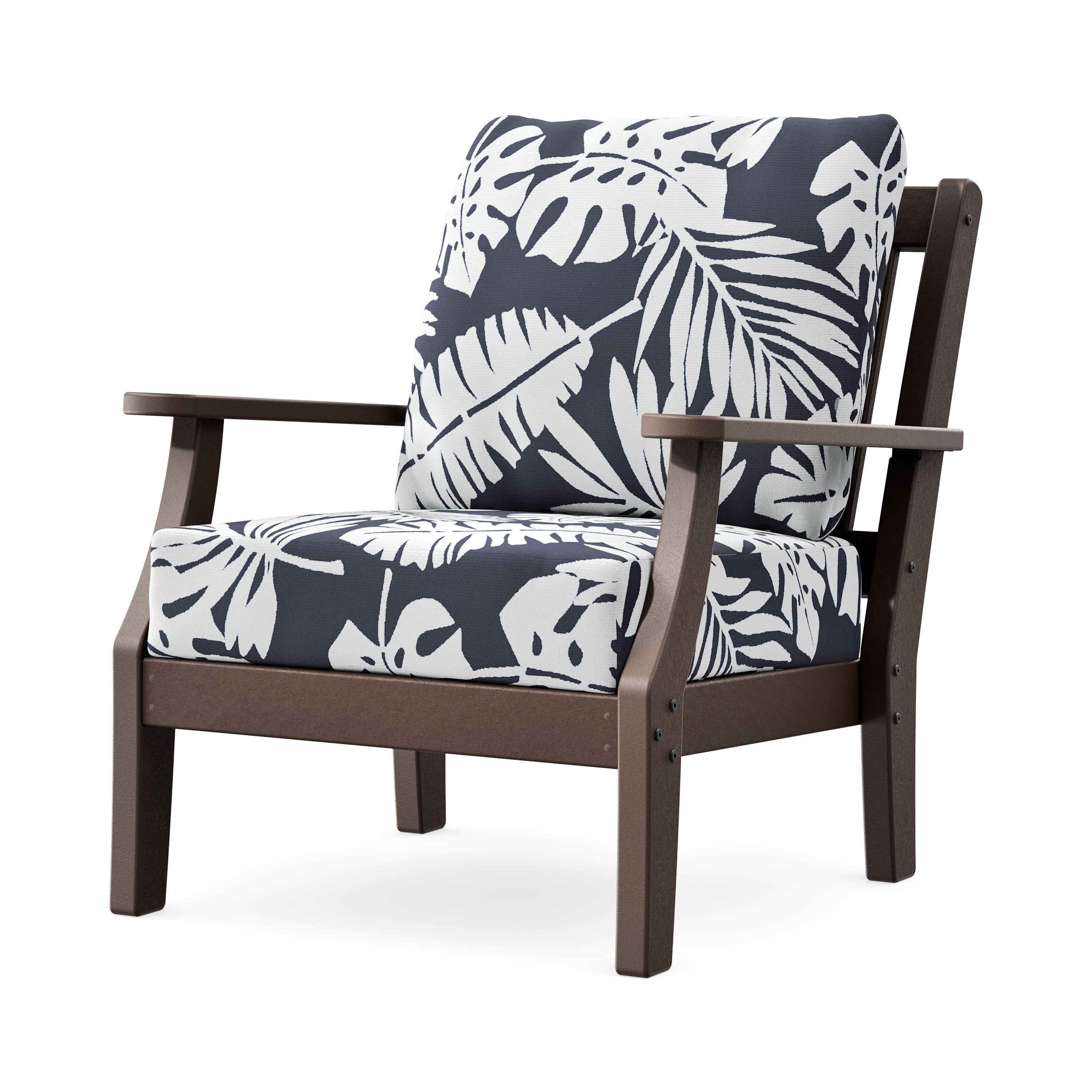 Chinoiserie Deep Seating Chair in Mahogany / Leaf Navy