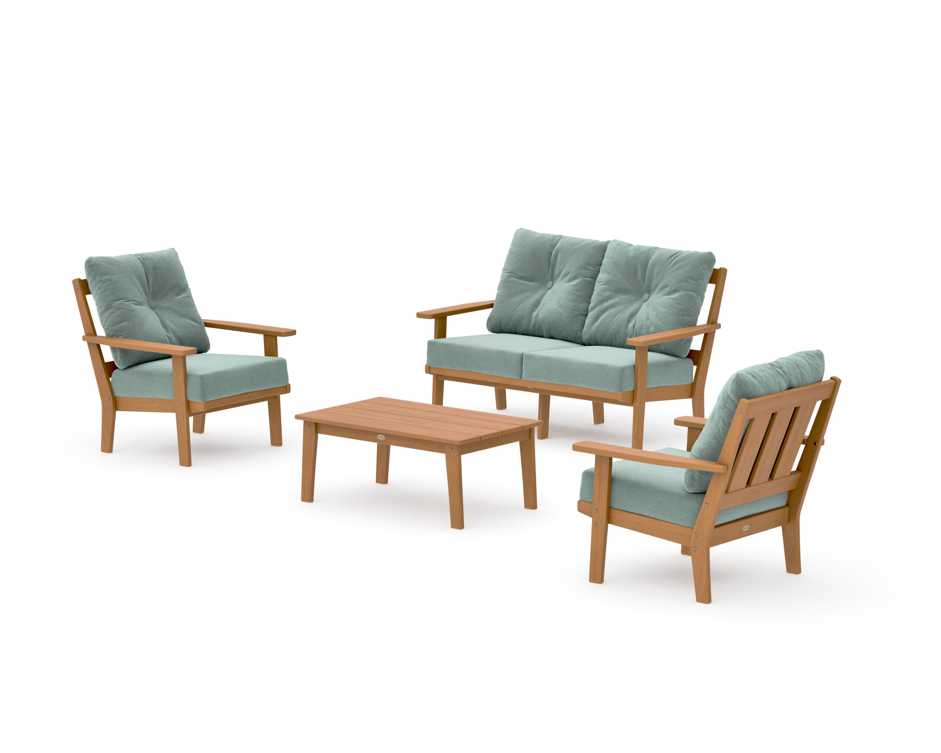 Oxford 4-Piece Deep Seating Set with Loveseat in Natural / Glacier Spa