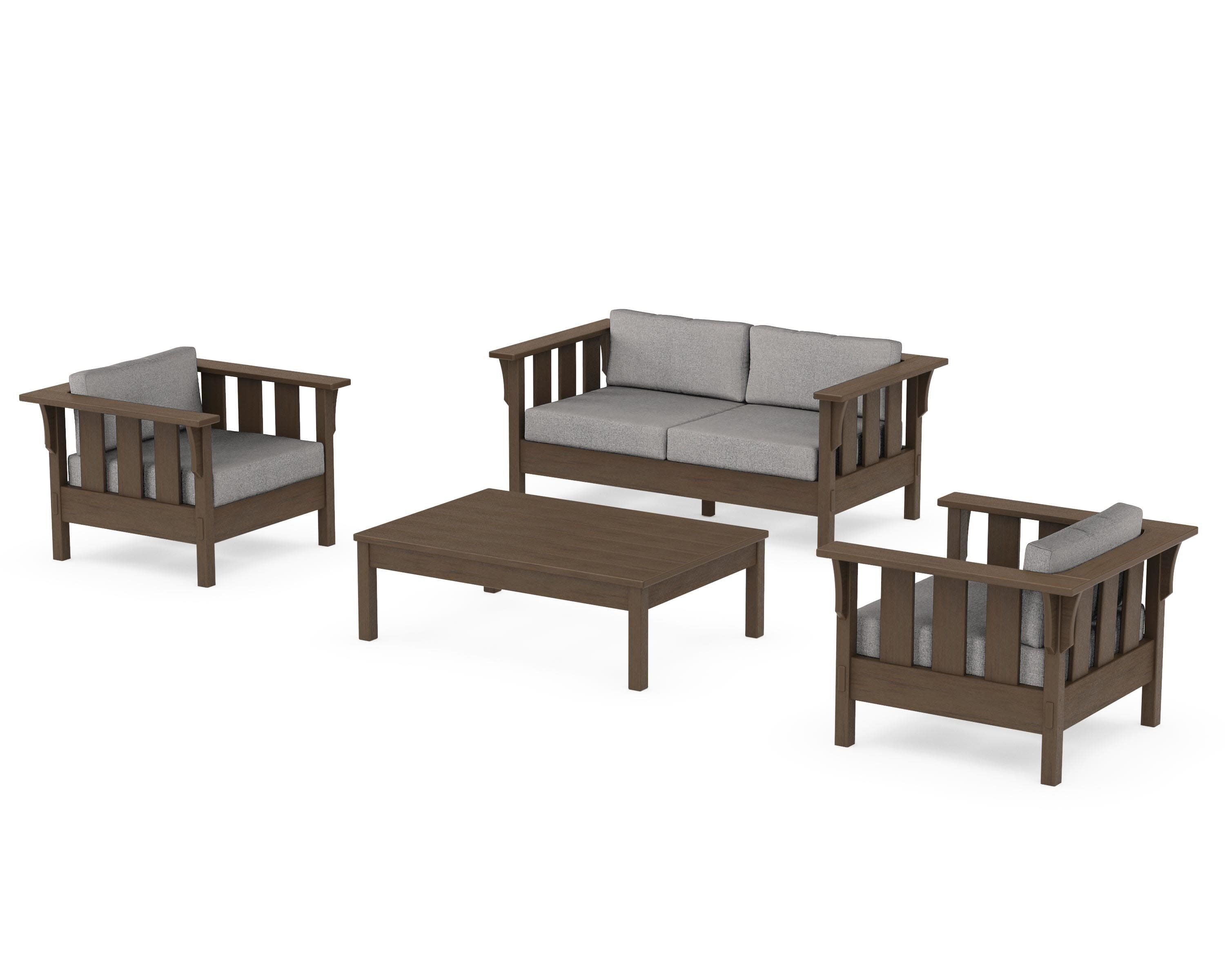 Acadia 4-Piece Deep Seating Set with Loveseat in Kona / Grey Mist