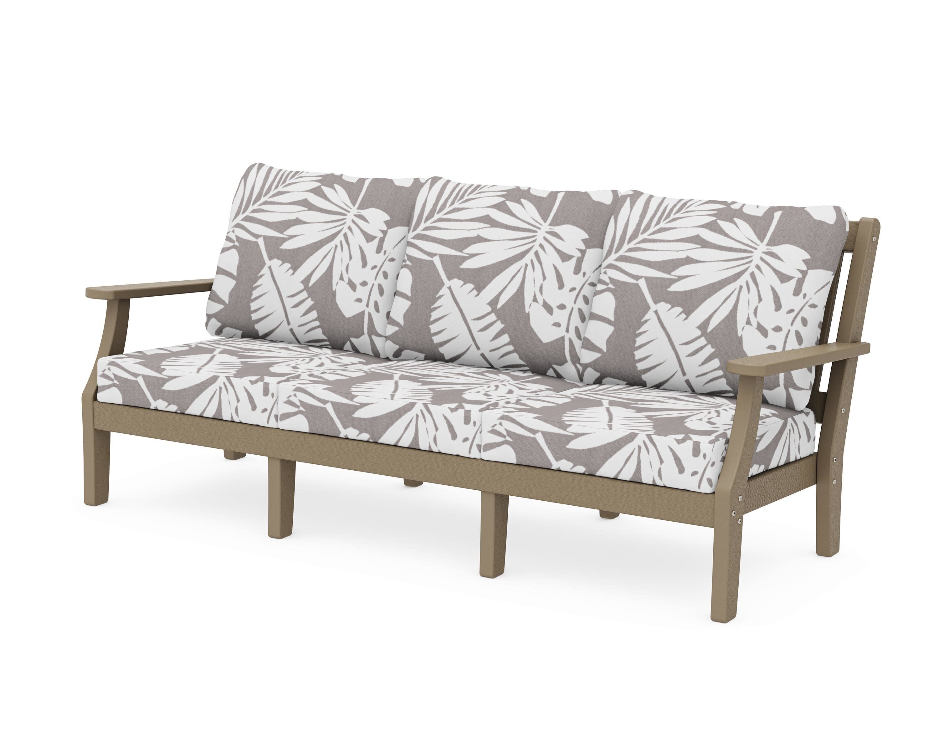 Chinoiserie Deep Seating Sofa in Vintage Sahara / Leaf Grey Mist