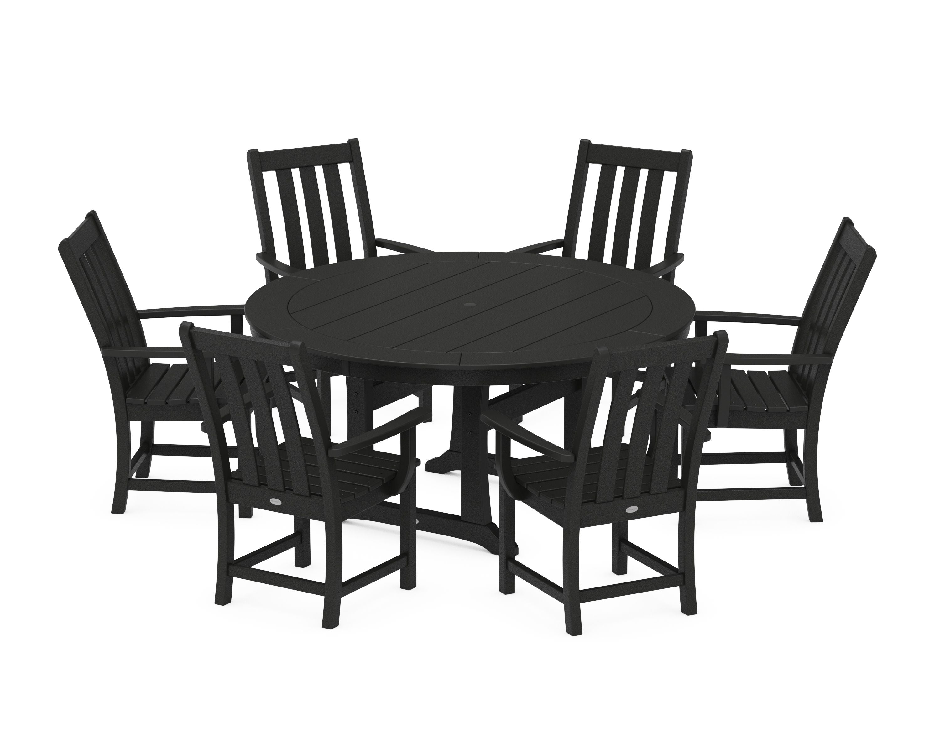 Vineyard 7-Piece Arm Chair Round Dining Set in Black