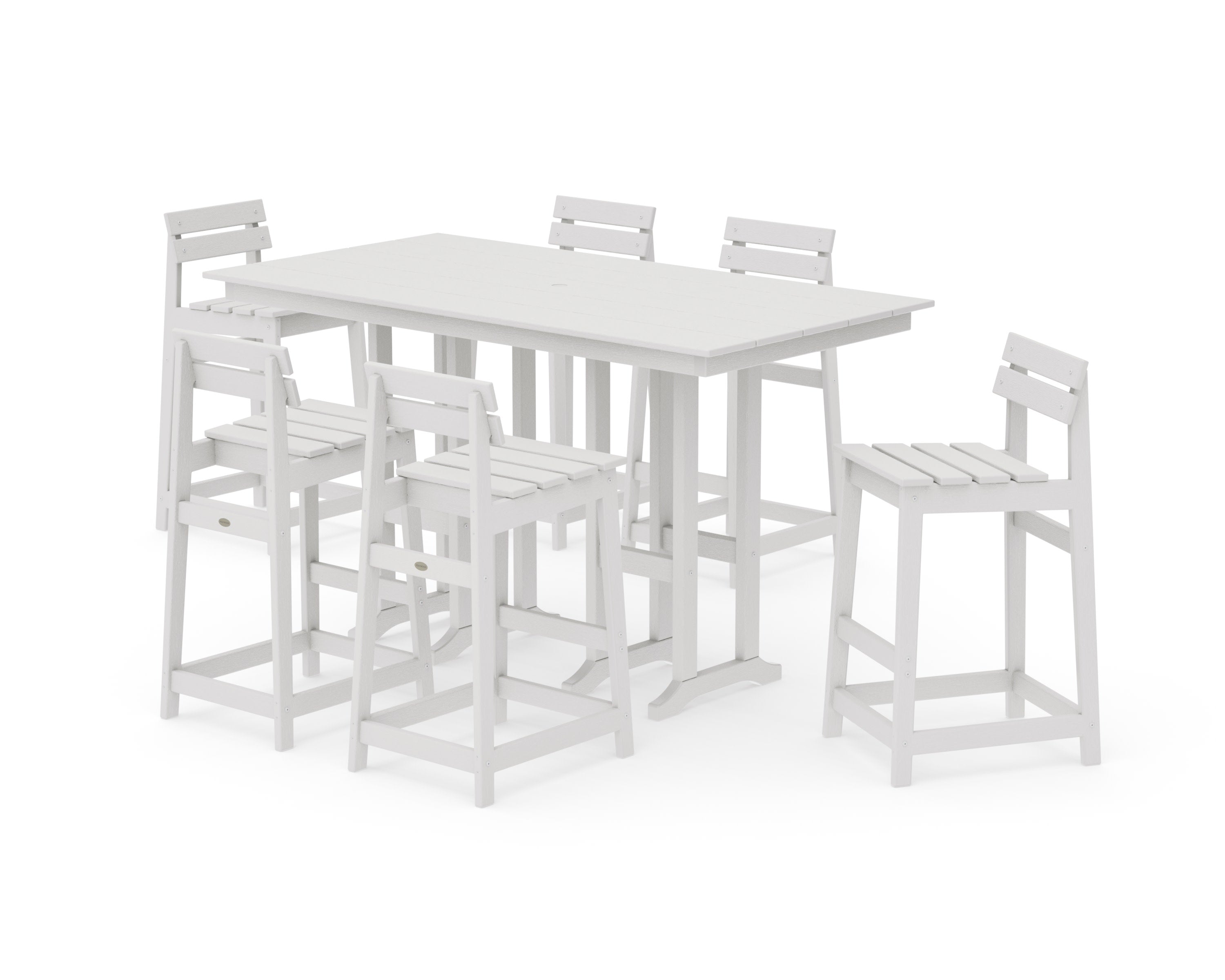 Modern Studio Plaza Lowback Bar Chair 7-Piece Set in Vintage White