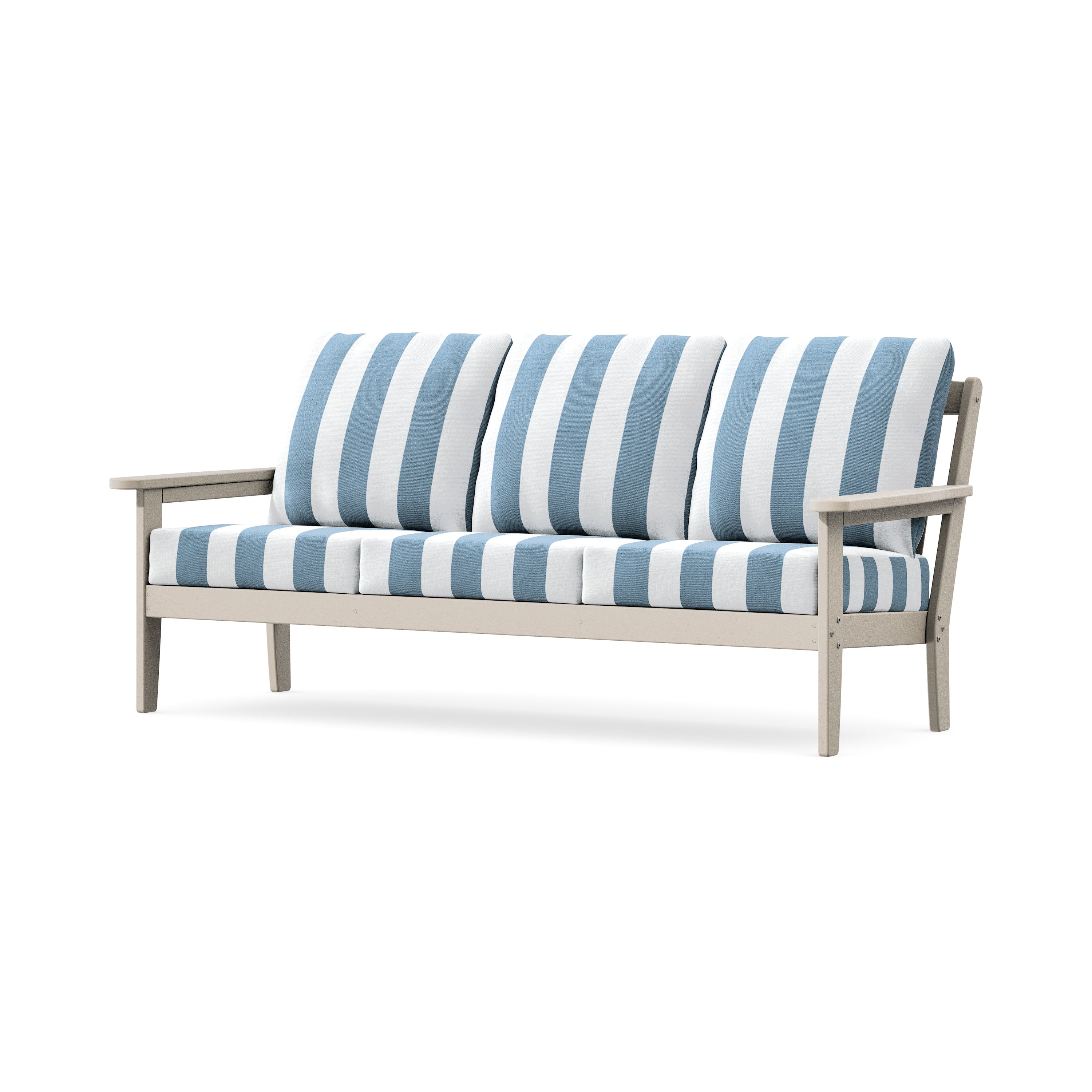 Cottage Deep Seating Sofa in Sand / Cabana Stripe Sky Blue