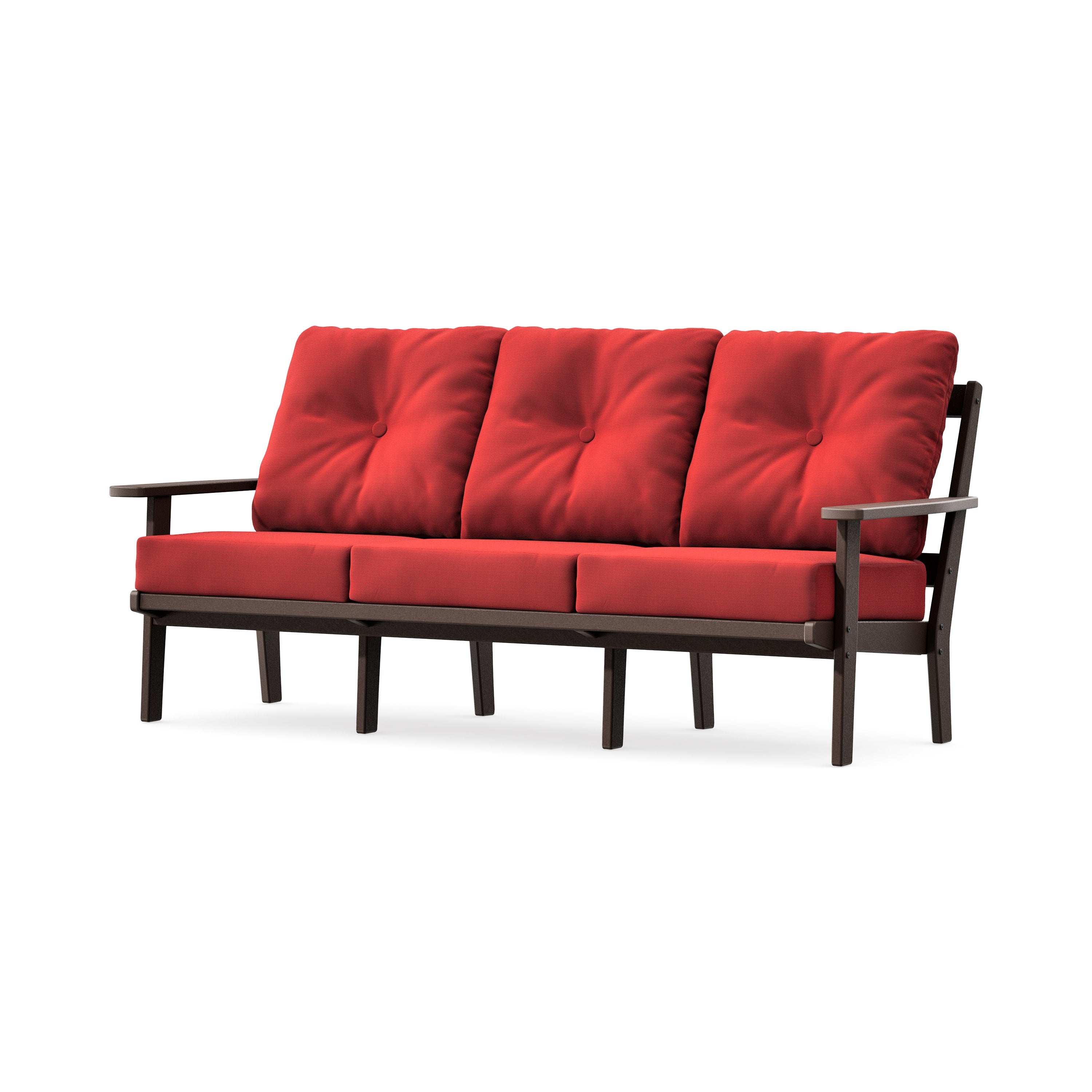 PrairieDeep Seating Sofa in Mahogany / Crimson Linen