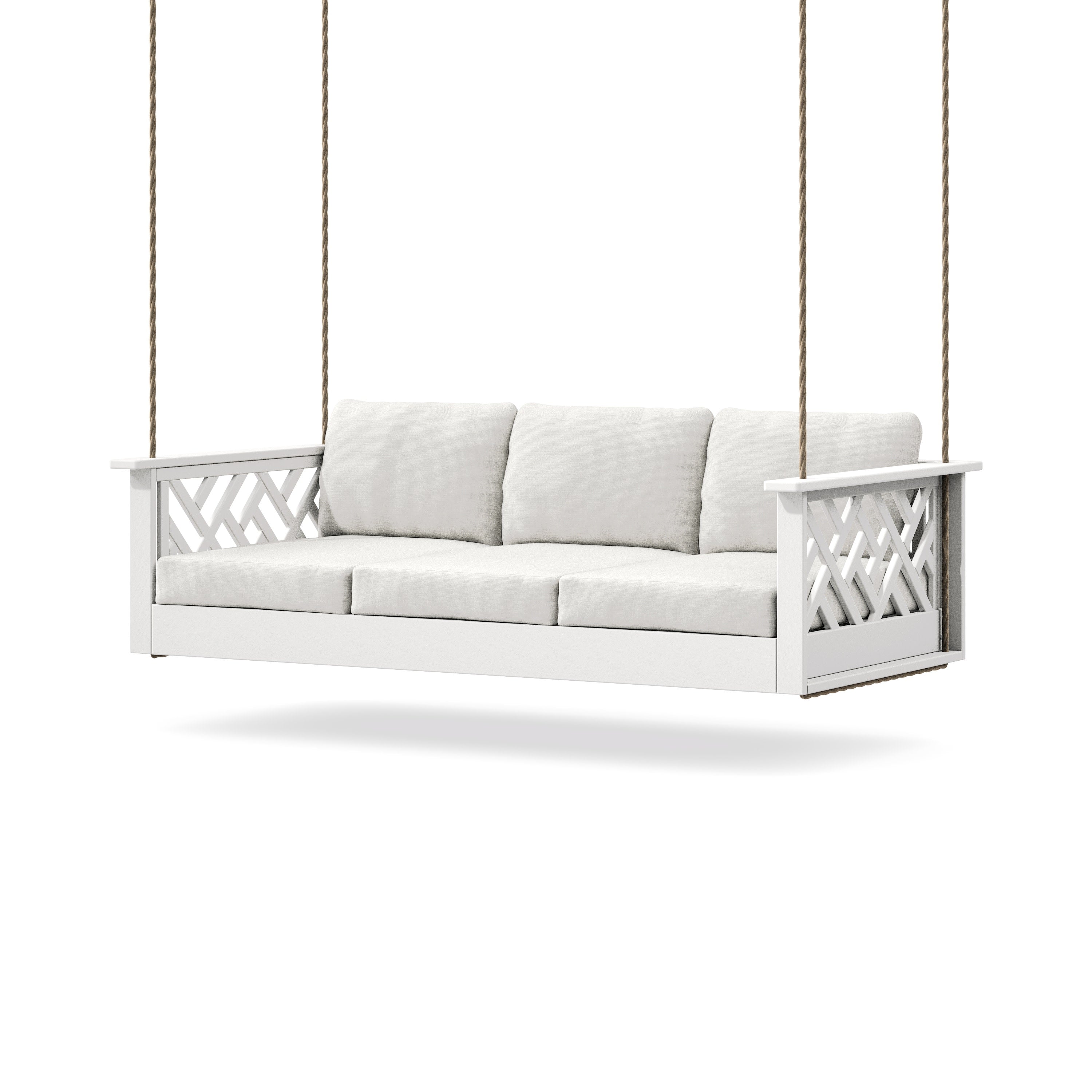 Chippendale Daybed Swing in White / Natural Linen