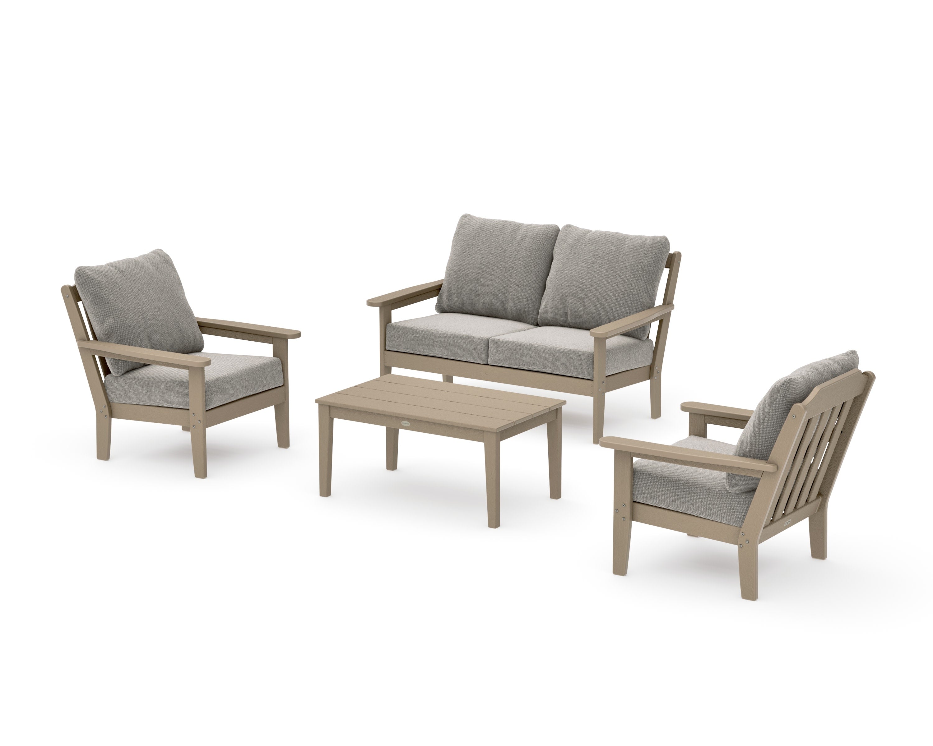 Cottage 4-Piece Deep Seating Set with Loveseat in Vintage Sahara / Weathered Tweed