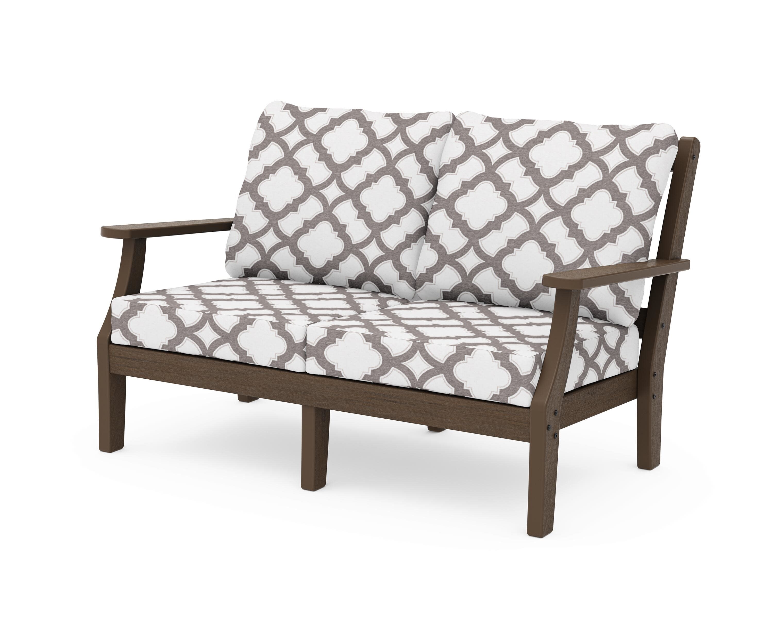 Chinoiserie Deep Seating Loveseat in Kona / Trellis Grey Mist