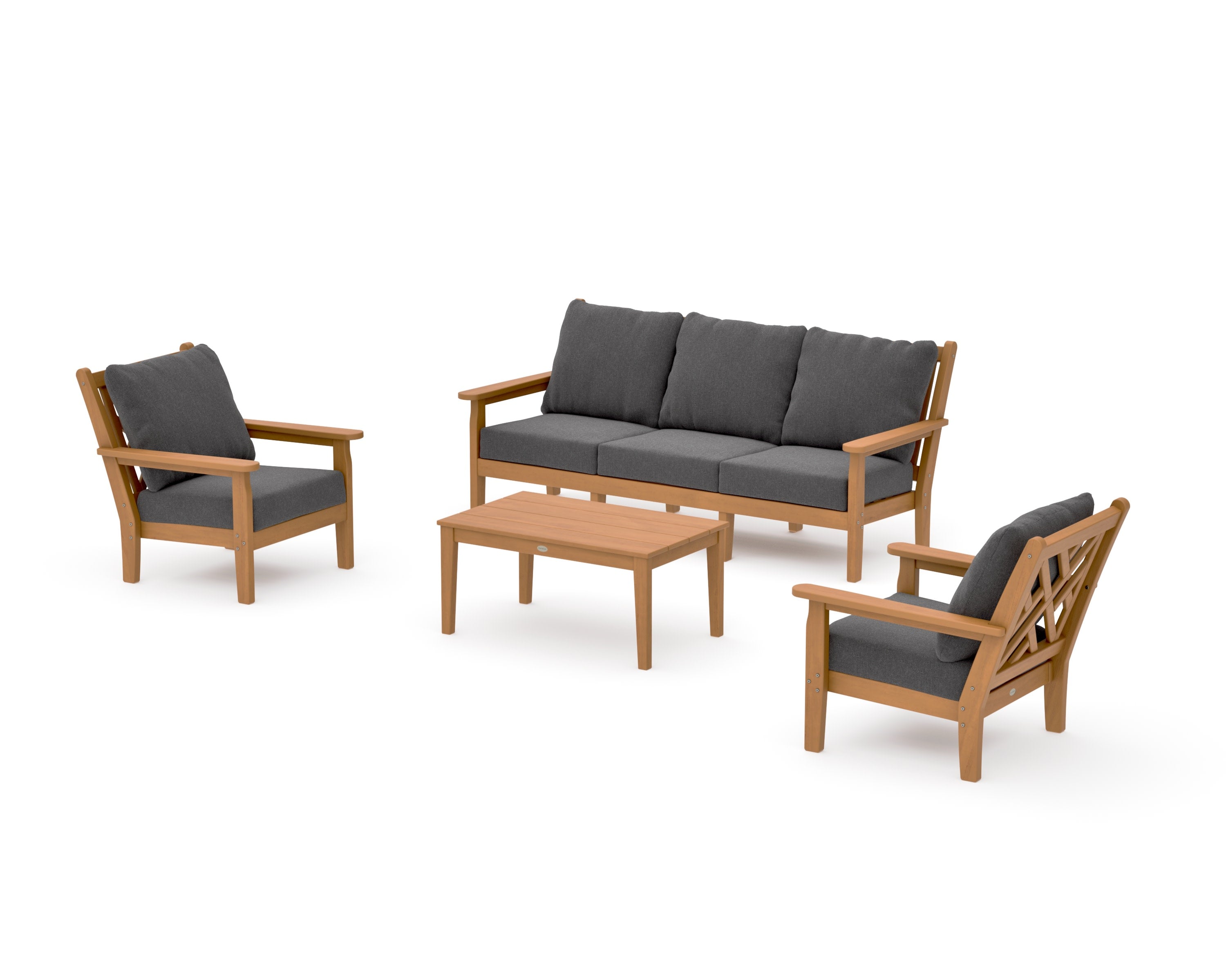 Chippendale 4-Piece Deep Seating Set with Sofa in Natural / Ash Charcoal