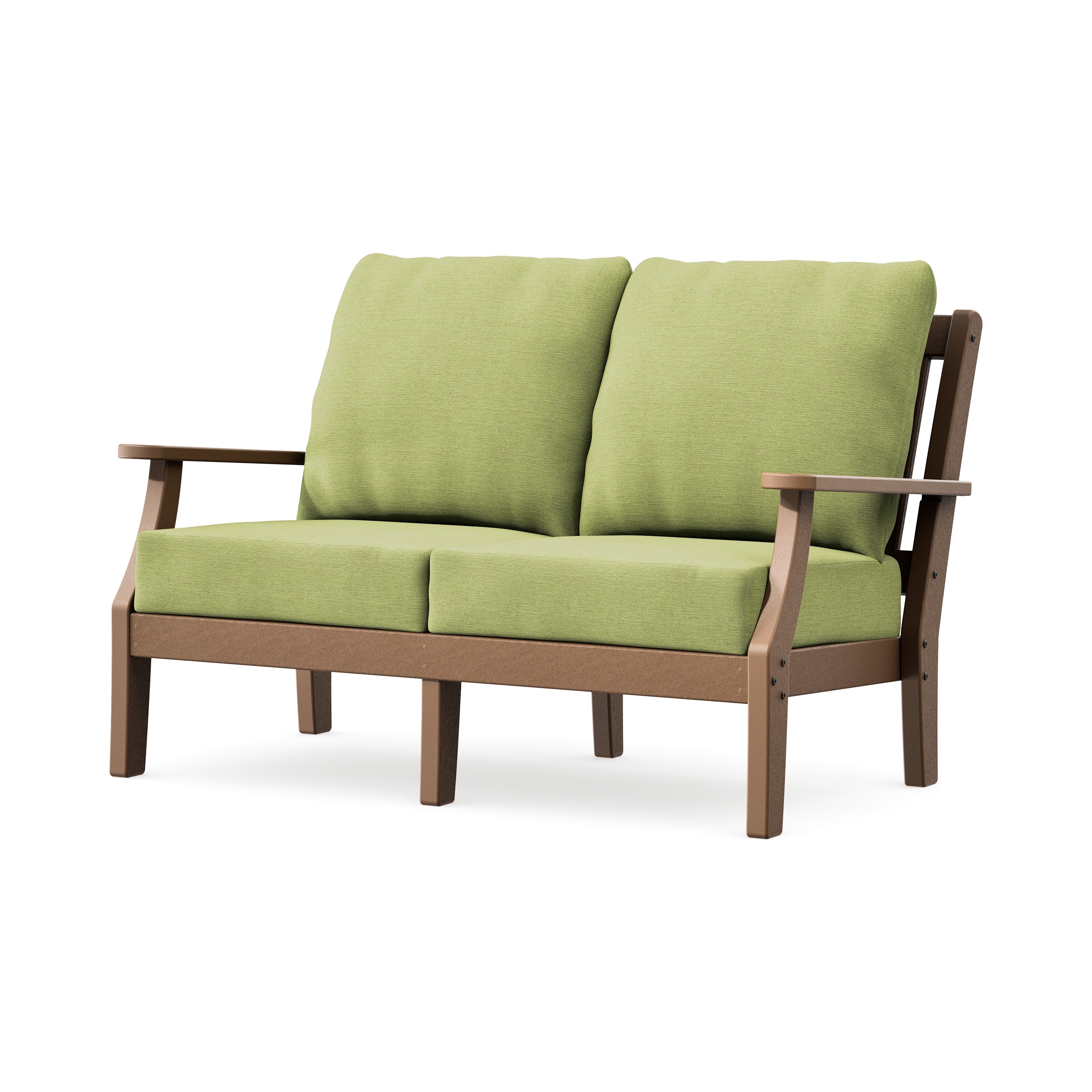 Chinoiserie Deep Seating Loveseat in Teak / Chartreuse Boucle