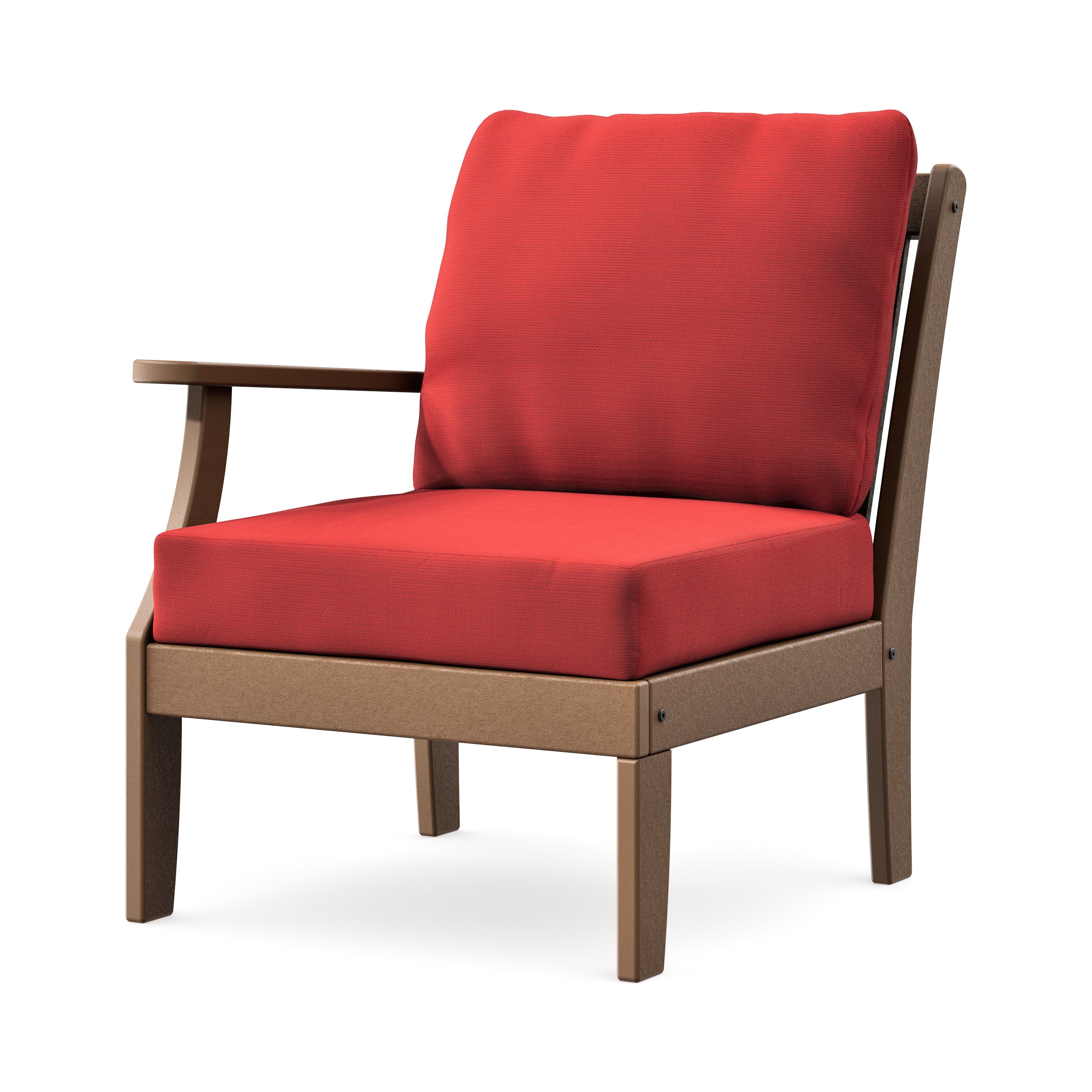 Braxton Modular Left Arm Chair in Teak / Crimson Linen