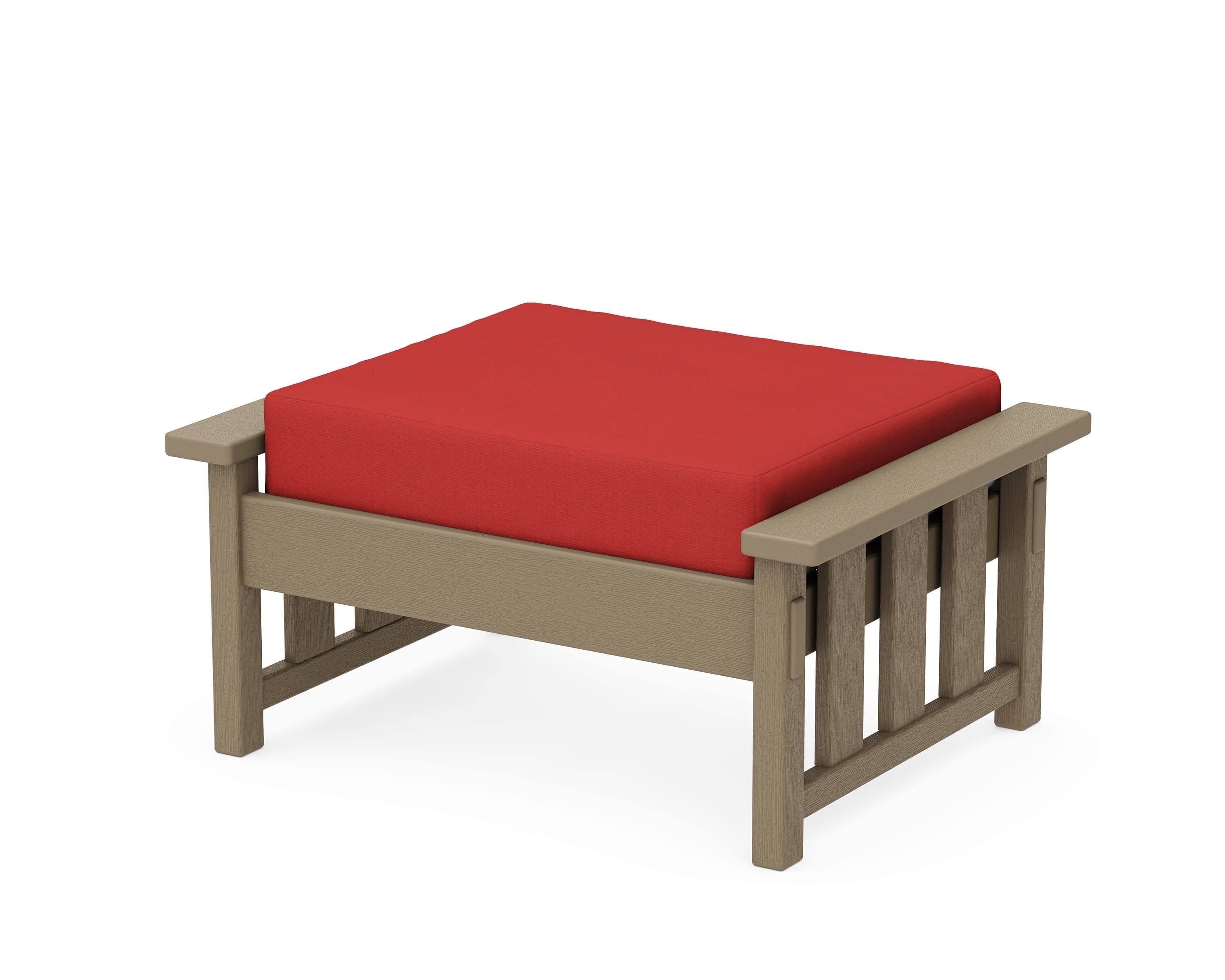Acadia Deep Seating Ottoman in Vintage Sahara / Crimson Linen