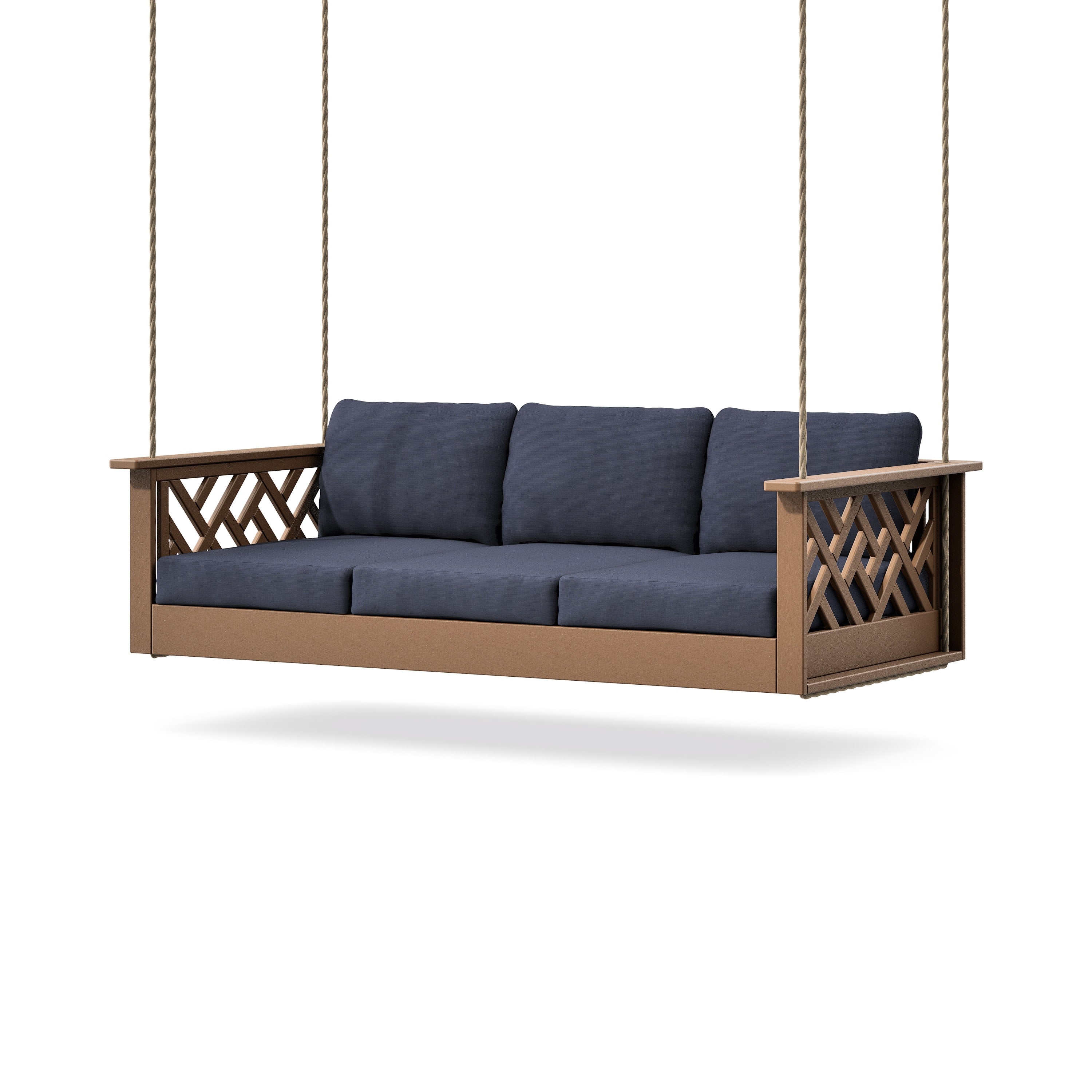 Chippendale Daybed Swing in Teak / Navy Linen