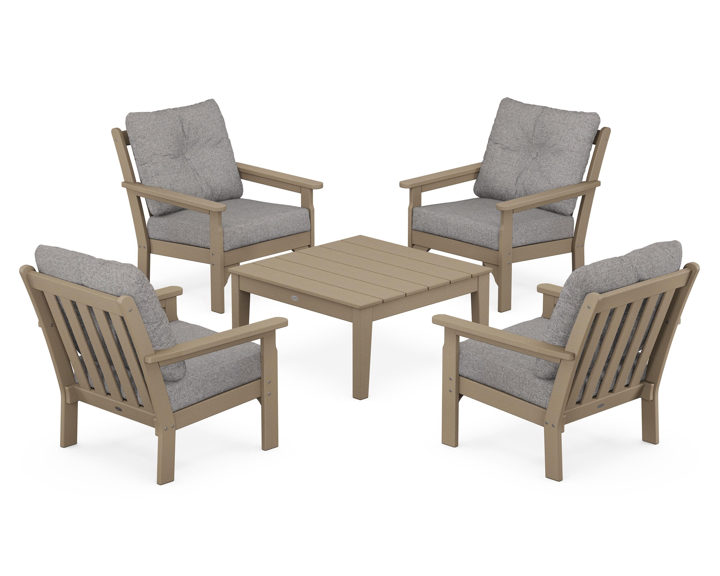 Vineyard 5-Piece Deep Seating Conversation Set in Vintage Sahara / Grey Mist