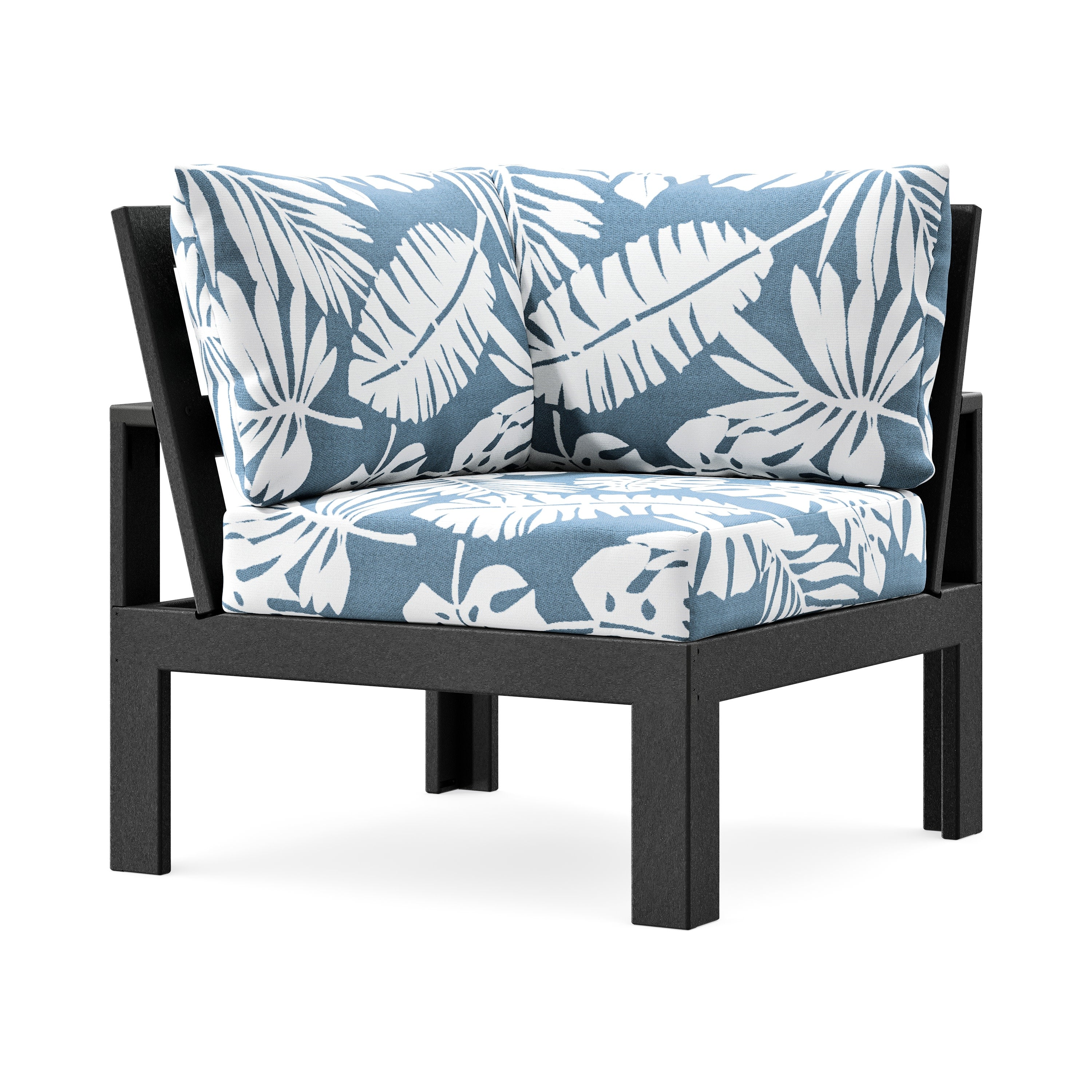 Modular Corner Chair in Black / Leaf Sky Blue