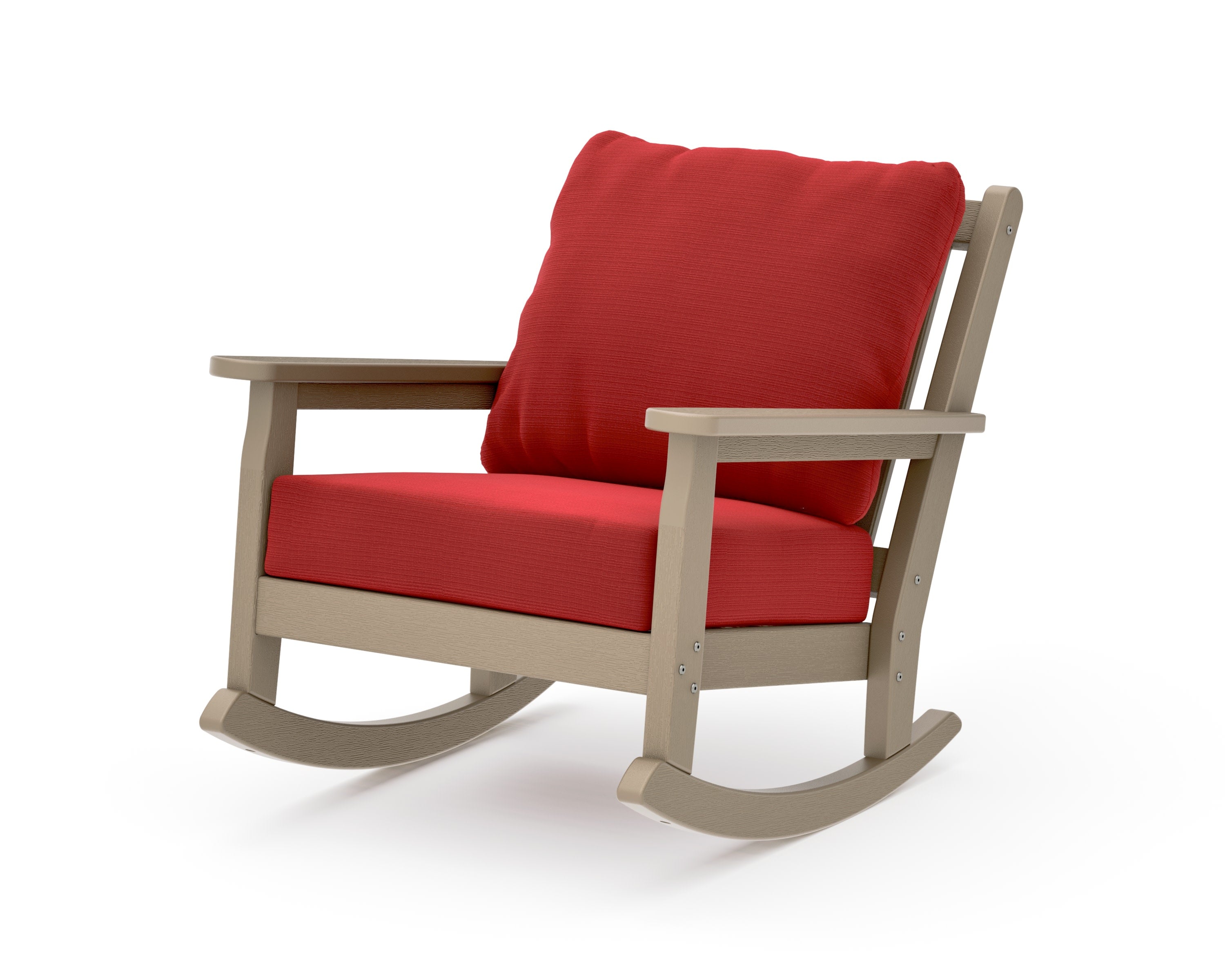 Chippendale Deep Seating Rocking Chair in Vintage Sahara / Crimson Linen