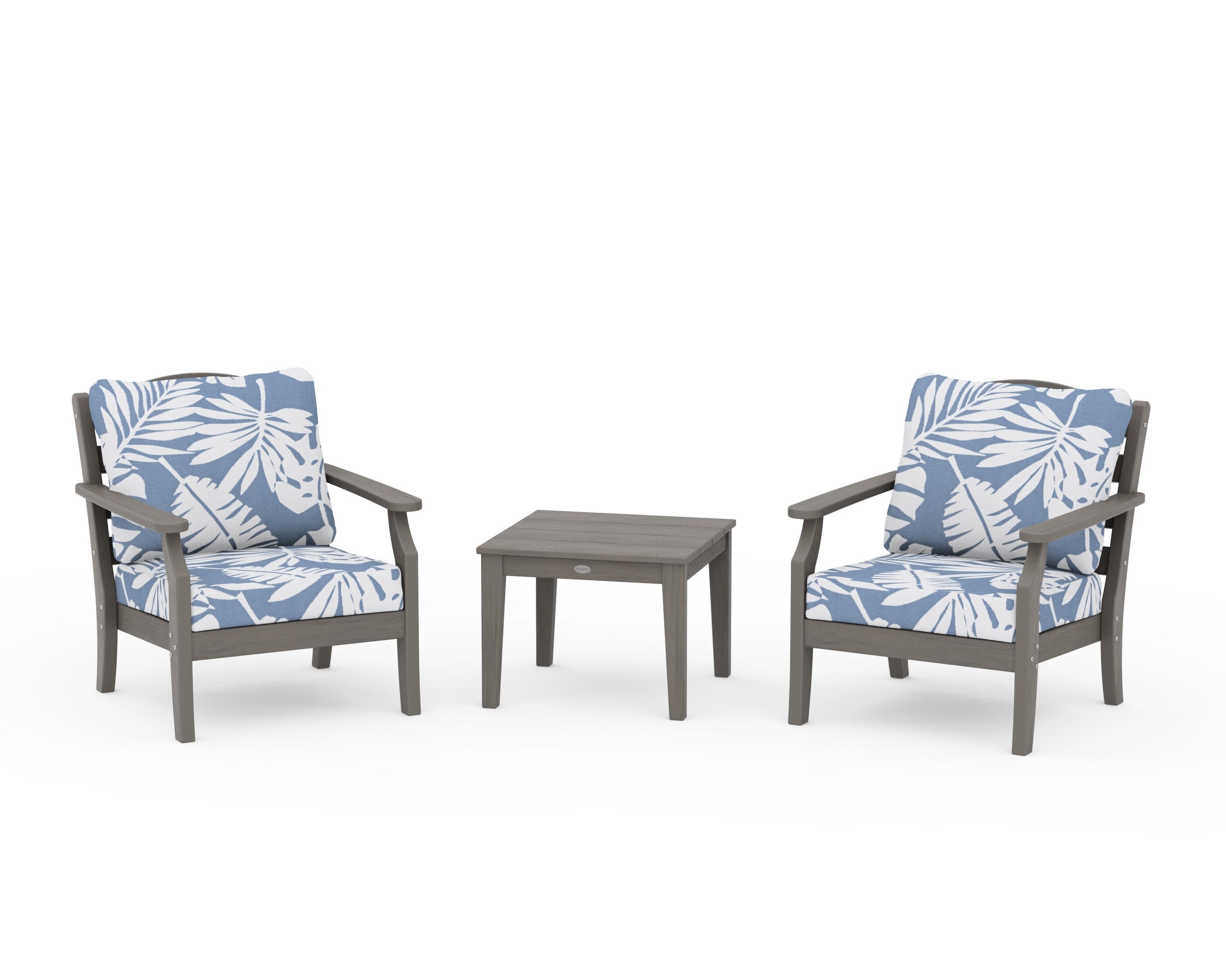 Savannah 3-Piece Deep Seating Set in Driftwood / Leaf Sky Blue