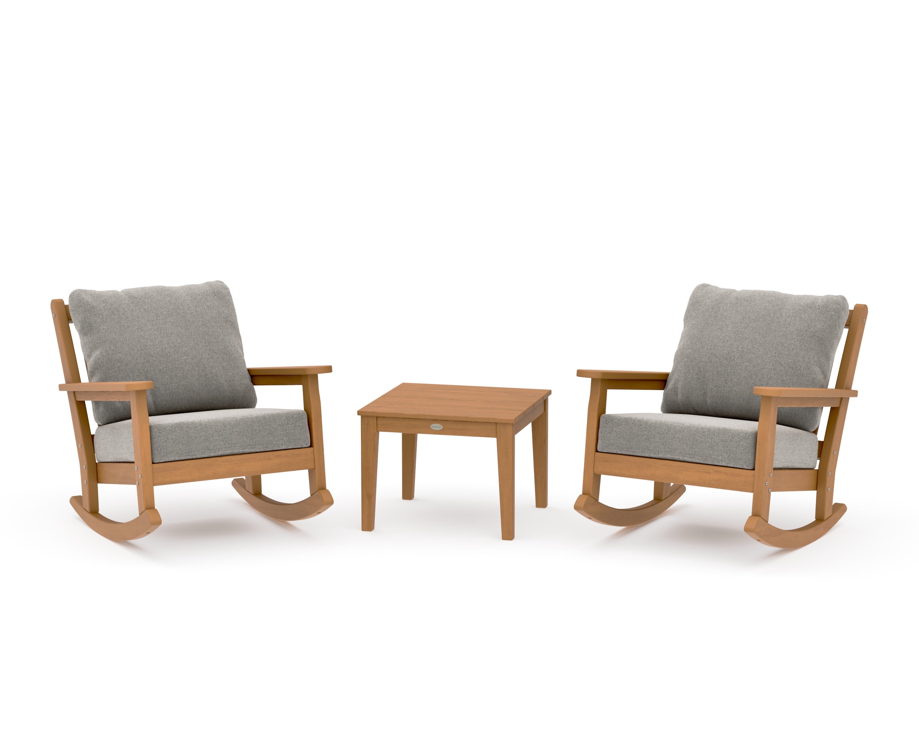 Chippendale 3-Piece Deep Seating Rocker Set in Natural / Weathered Tweed