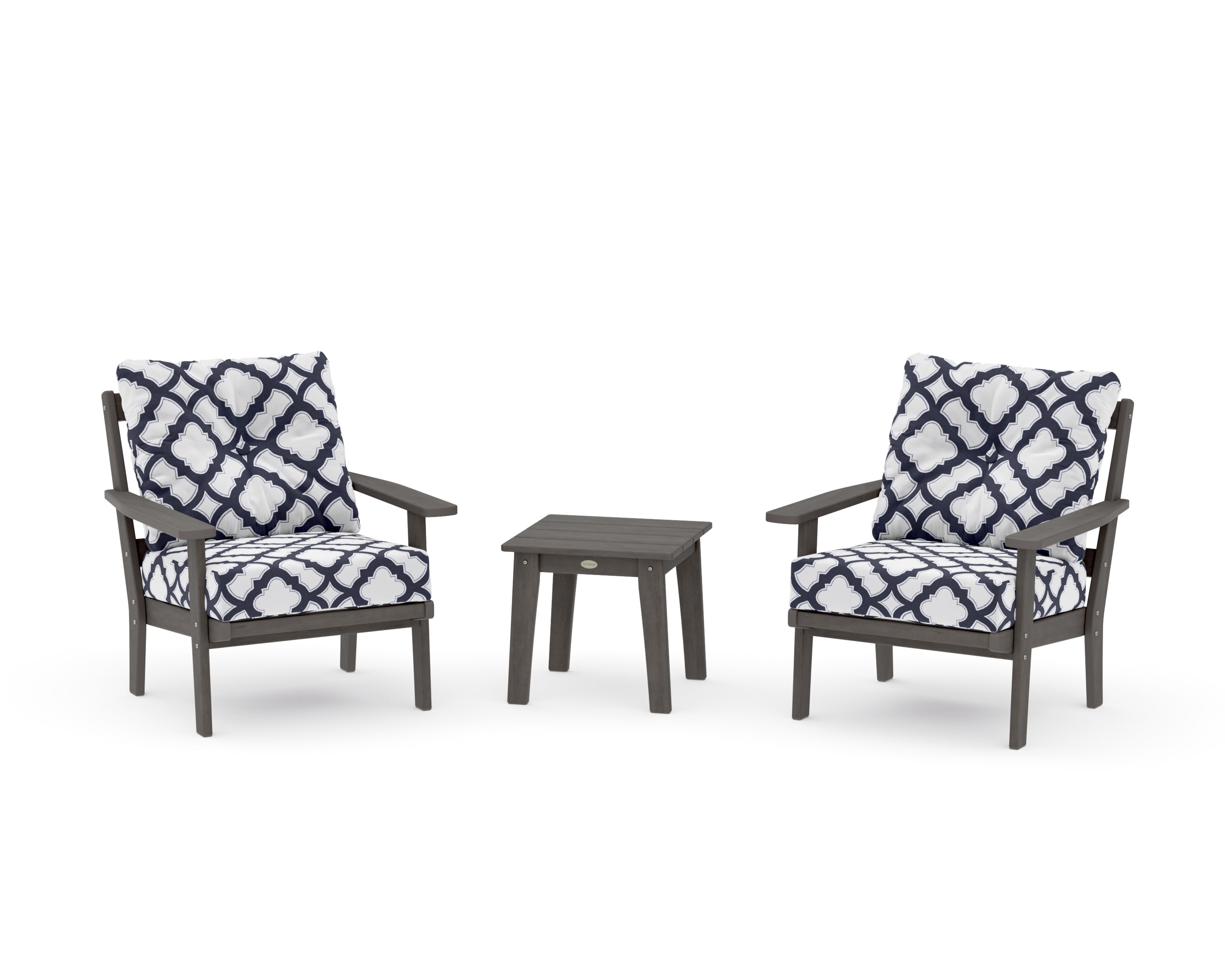 Prairie 3-Piece Deep Seating Set in Driftwood / Trellis Navy