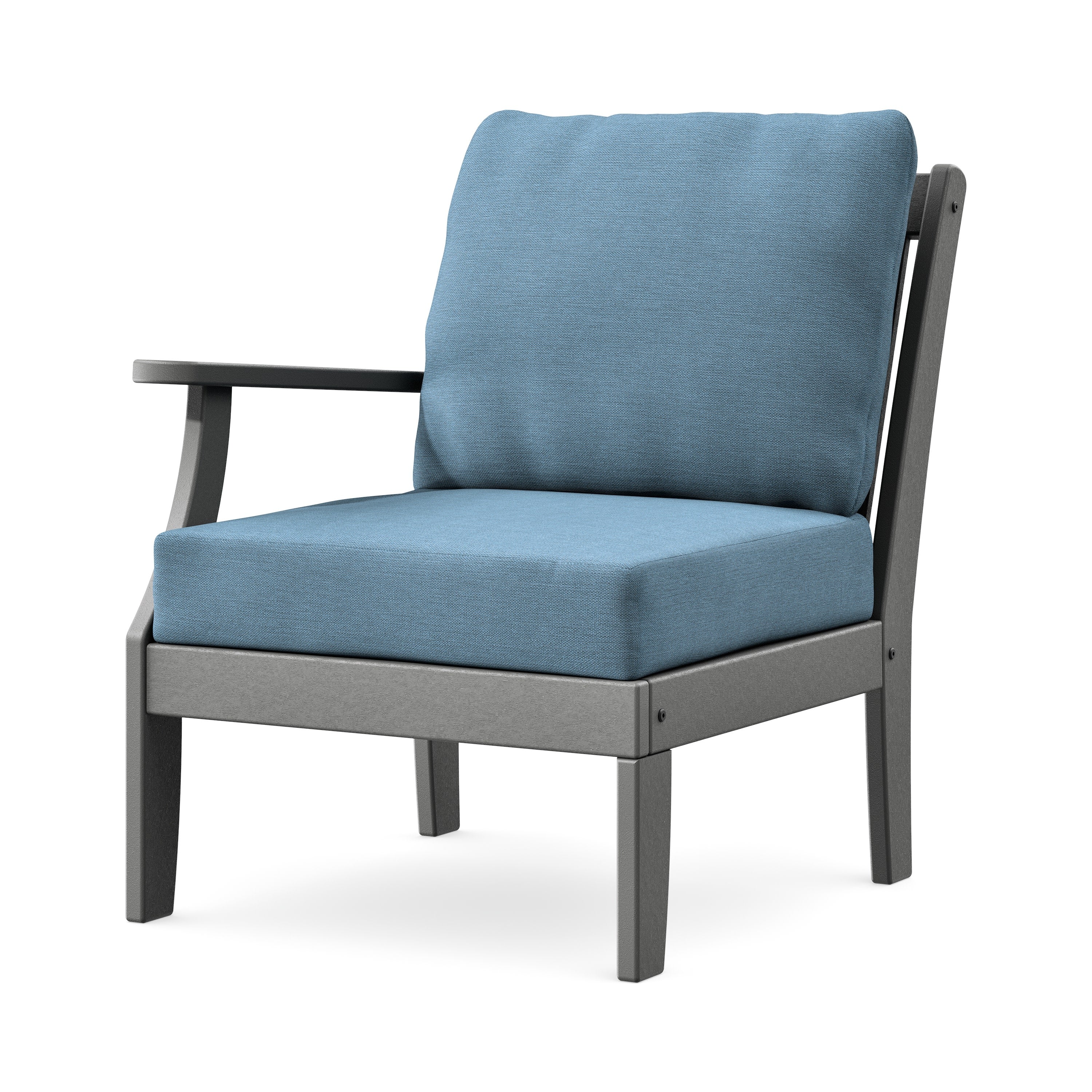 Braxton Modular Left Arm Chair in Slate Grey / Sky Blue