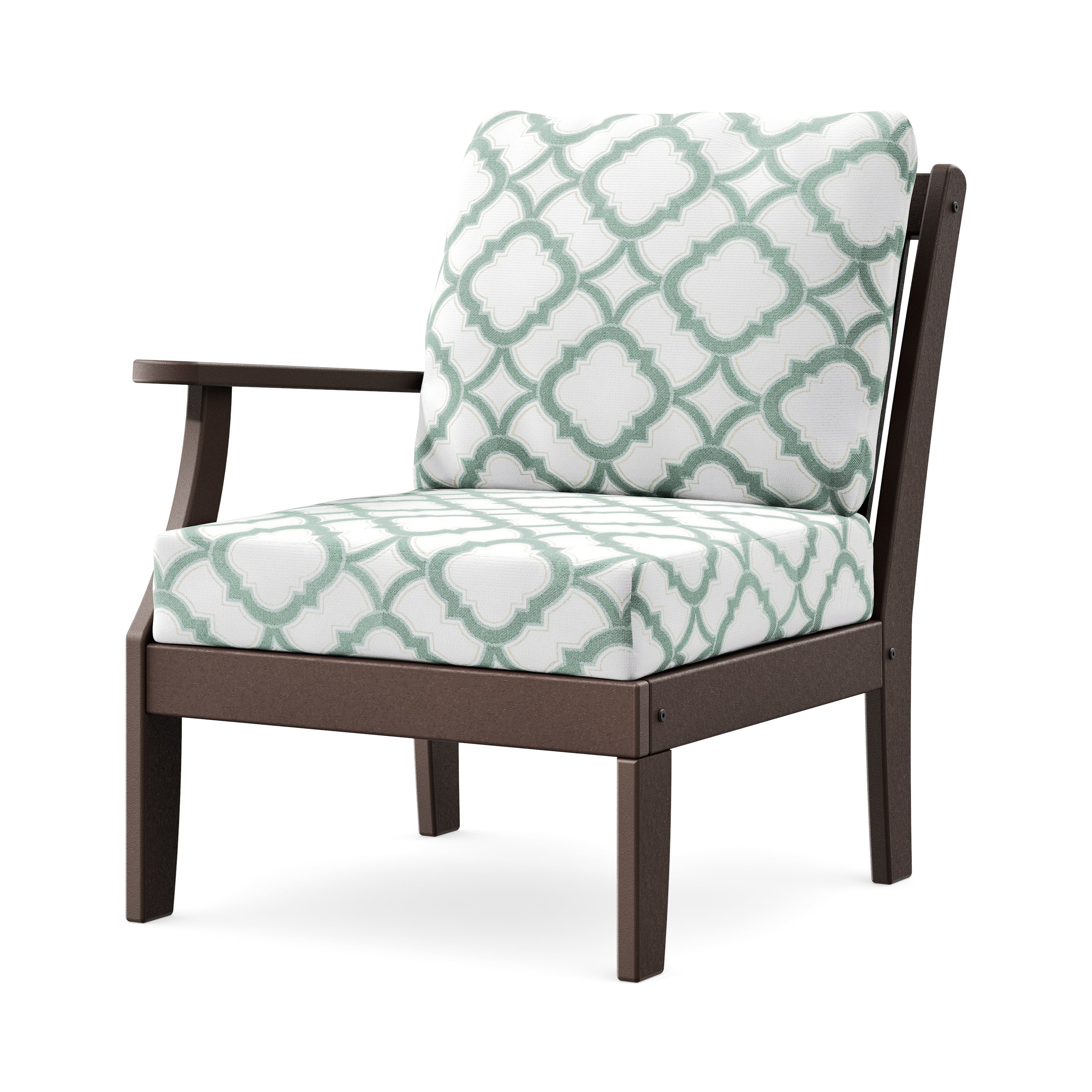 Braxton Modular Left Arm Chair in Mahogany / Trellis Glacier Spa