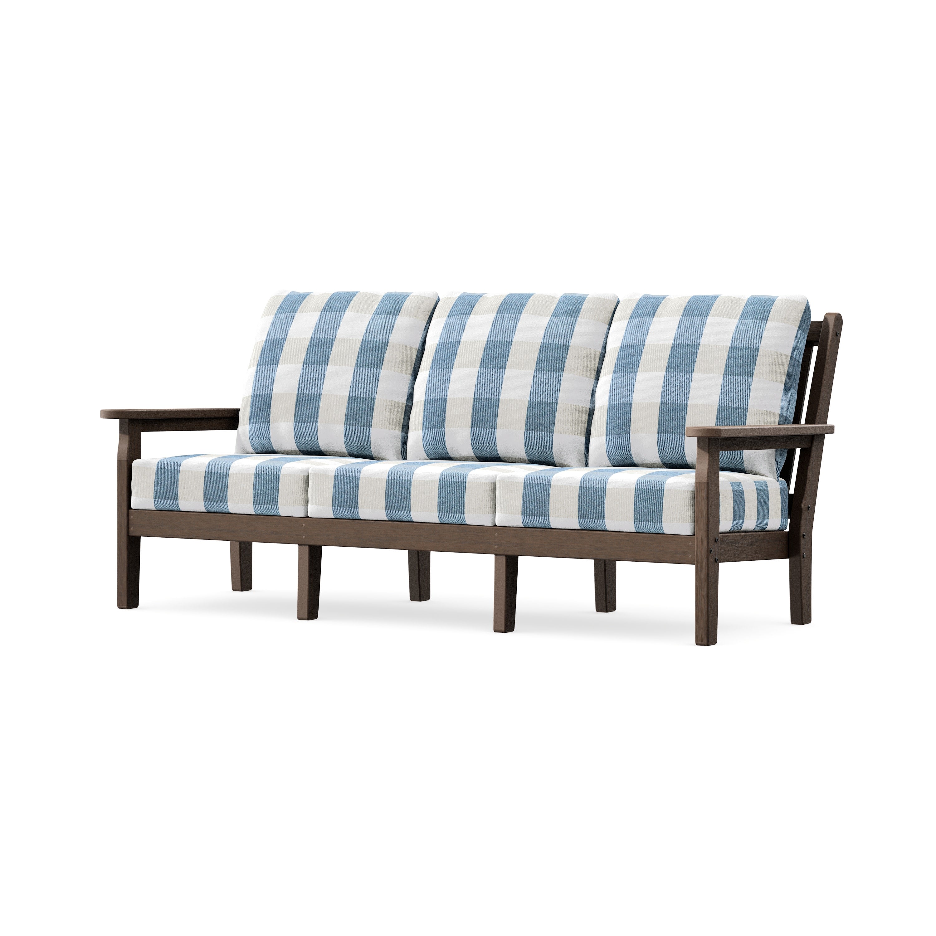 Chippendale Deep Seating Sofa in Kona / Buffalo Plaid Sky Blue