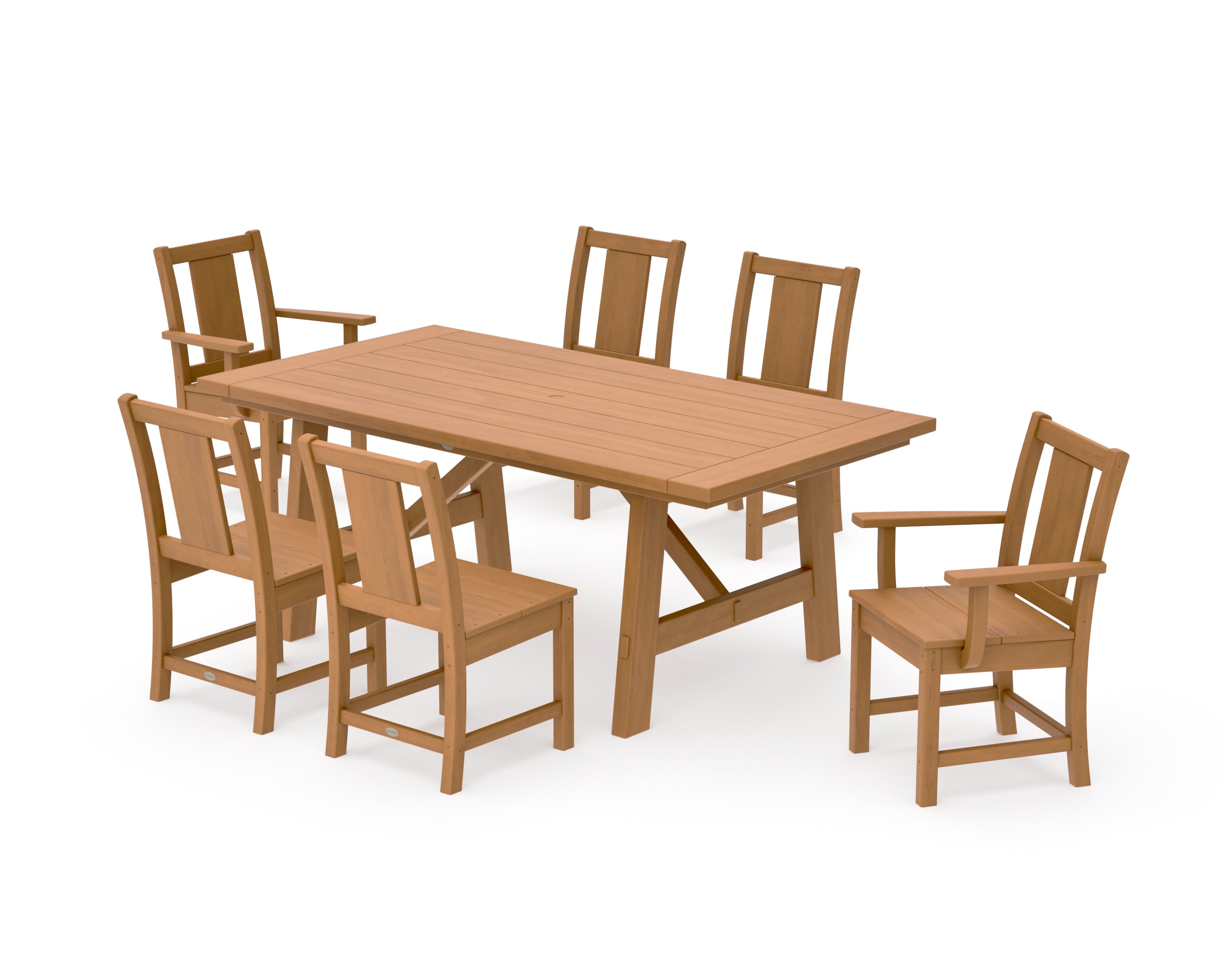 Prairie 7-Piece Rustic Farmhouse Dining Set in Natural