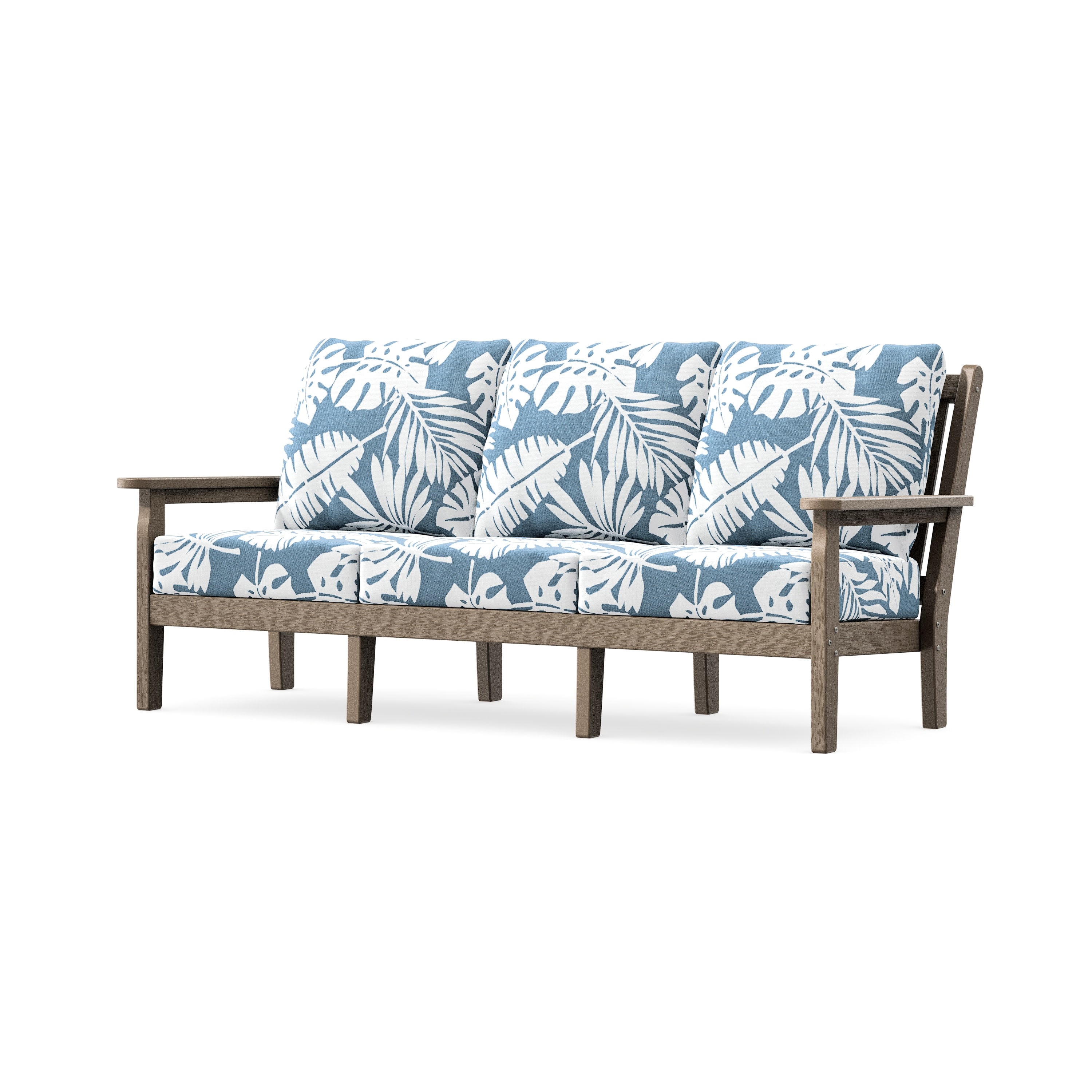 Chippendale Deep Seating Sofa in Vintage Sahara / Leaf Sky Blue