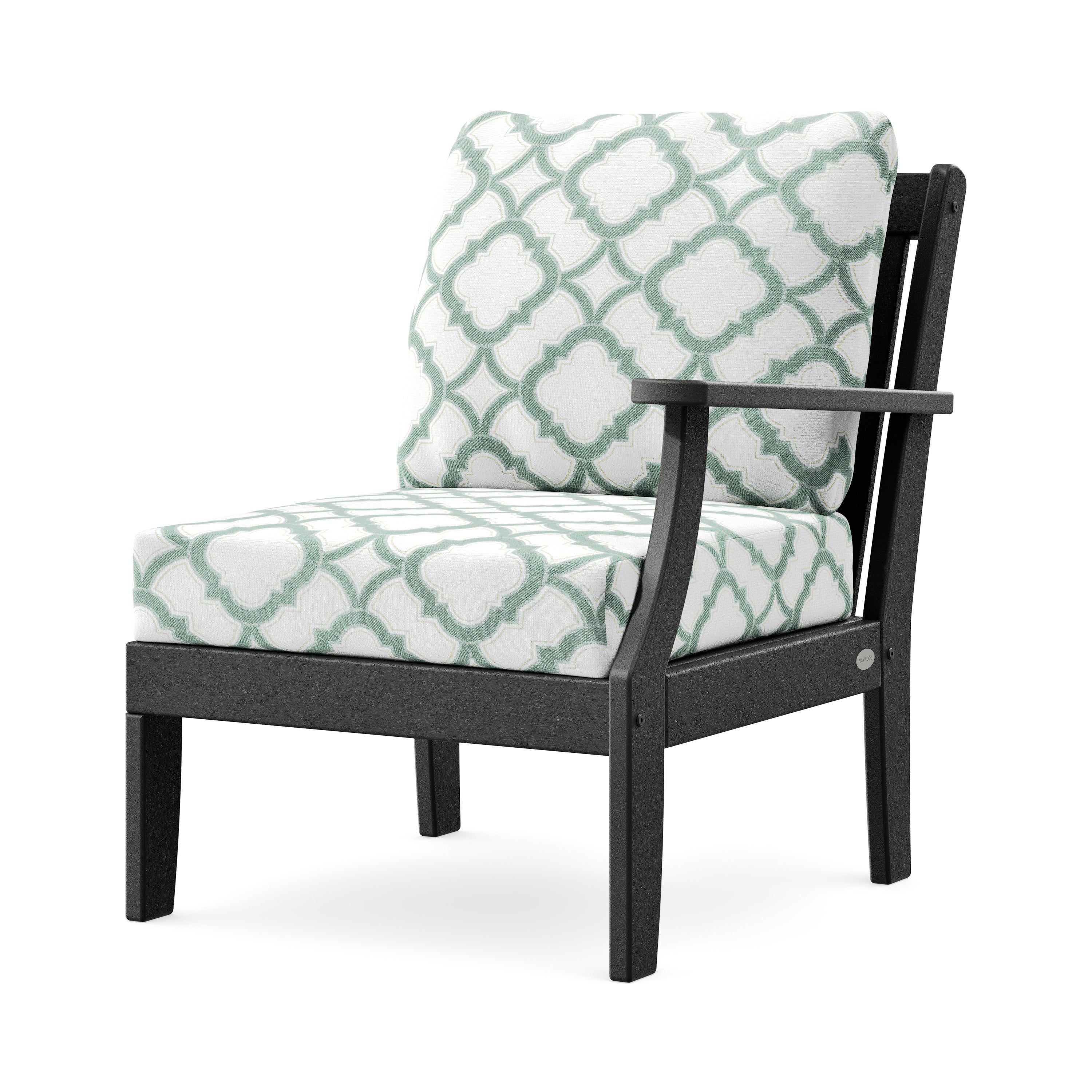 Braxton Modular Right Arm Chair in Black / Trellis Glacier Spa