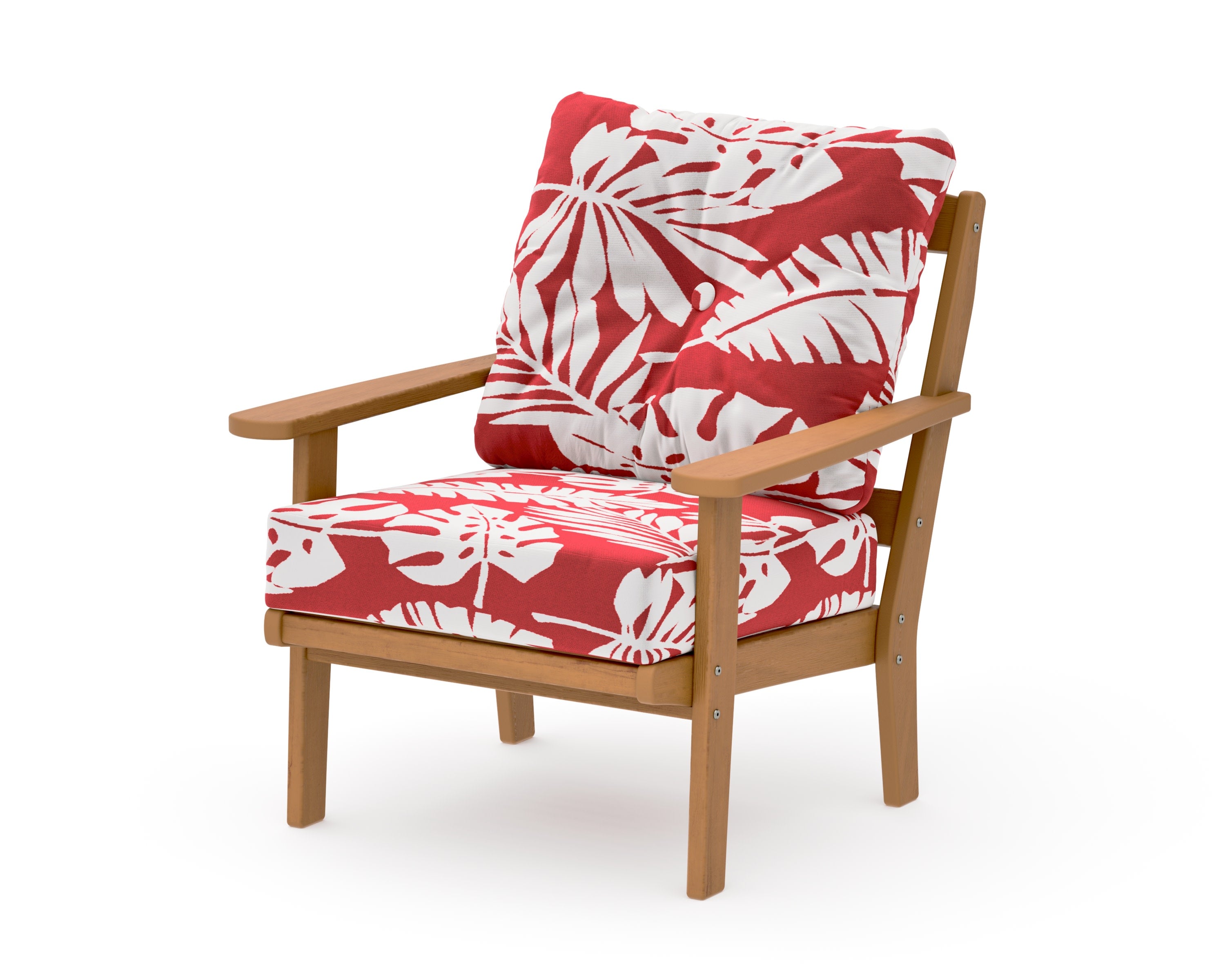 Mission Deep Seating Chair in Natural / Leaf Crimson