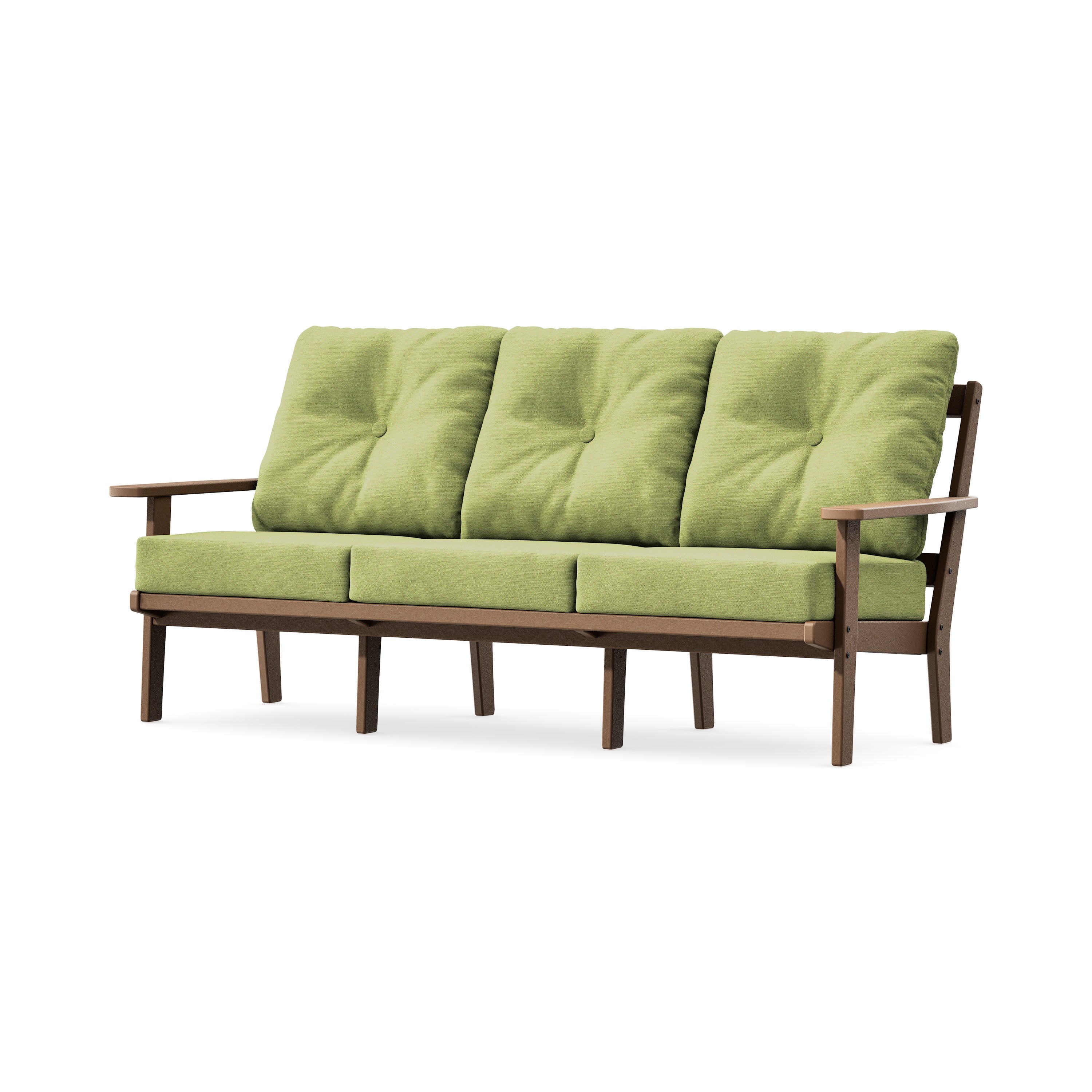 PrairieDeep Seating Sofa in Teak / Chartreuse Boucle