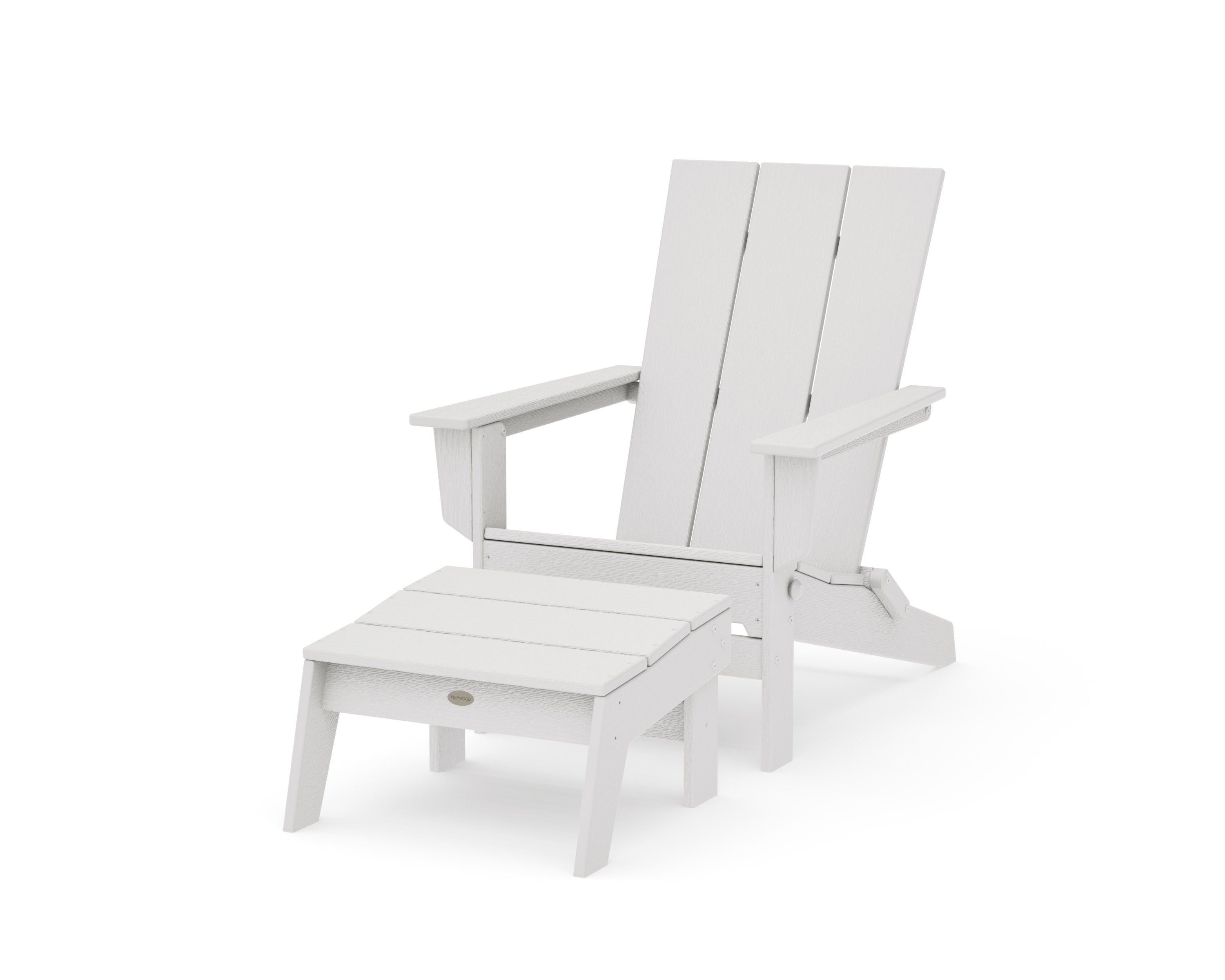Modern Studio Folding Adirondack Chair with Ottoman in Vintage White
