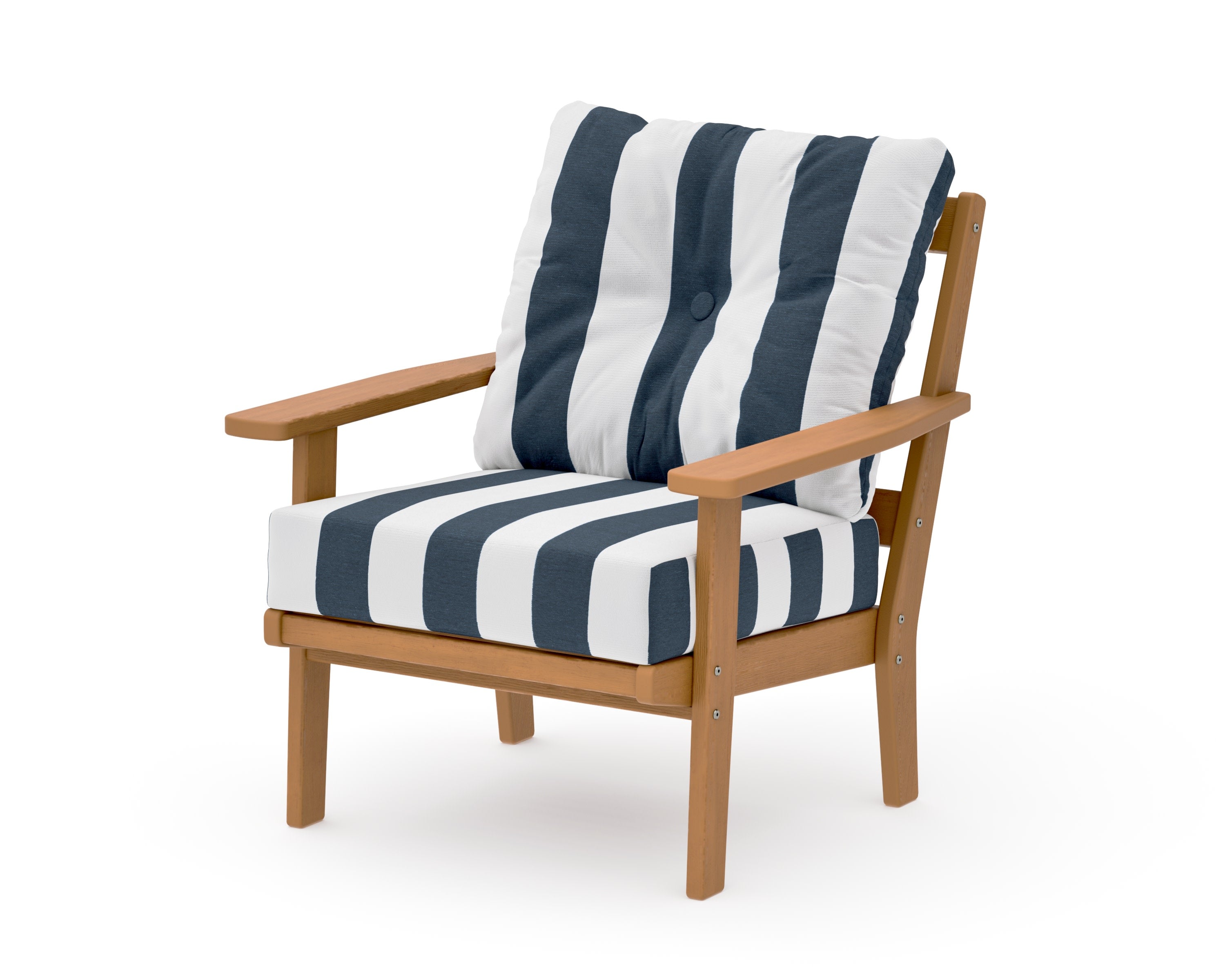 Prairie Deep Seating Chair in Natural / Cabana Stripe Marine Indigo