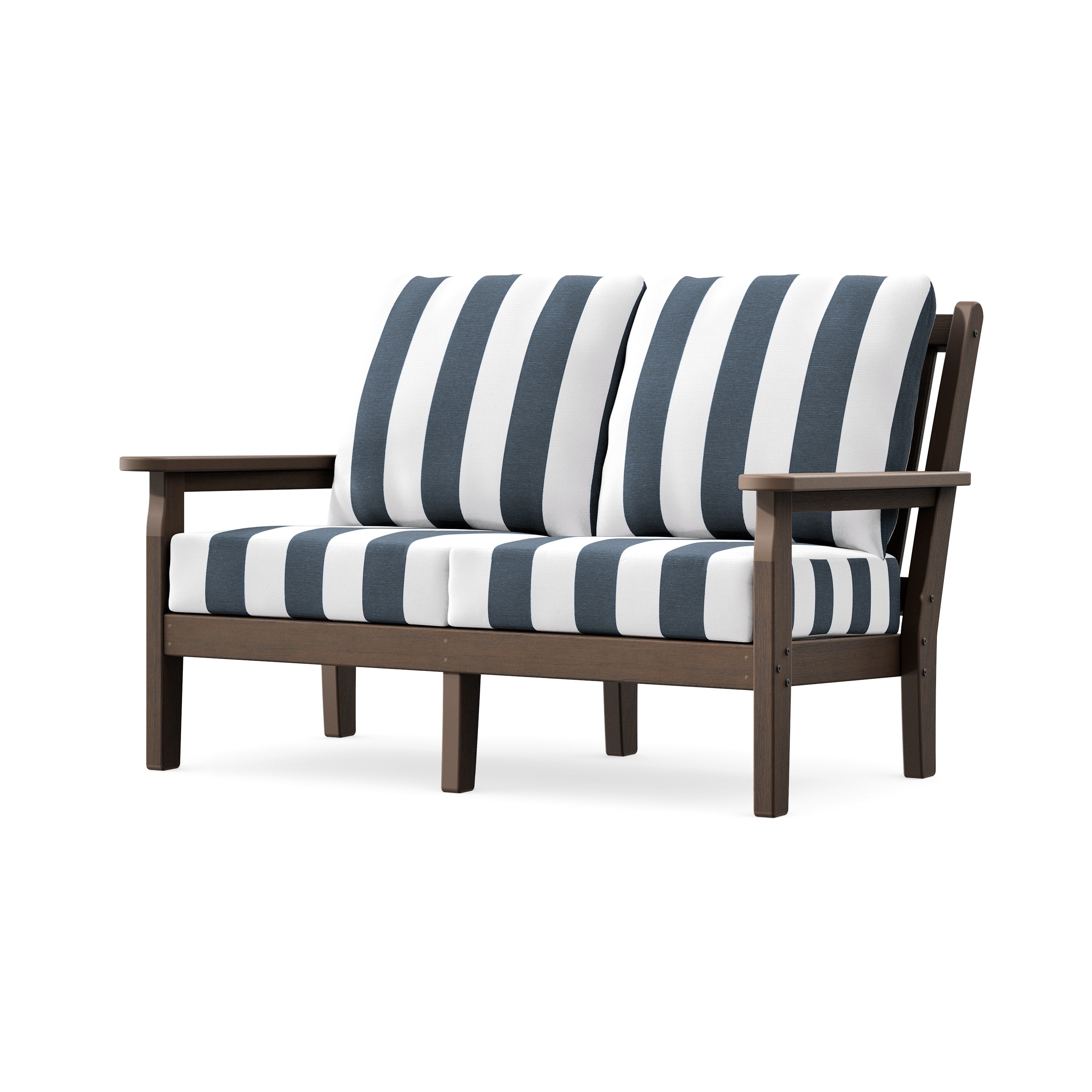 Chippendale Deep Seating Loveseat in Kona / Cabana Stripe Marine Indigo