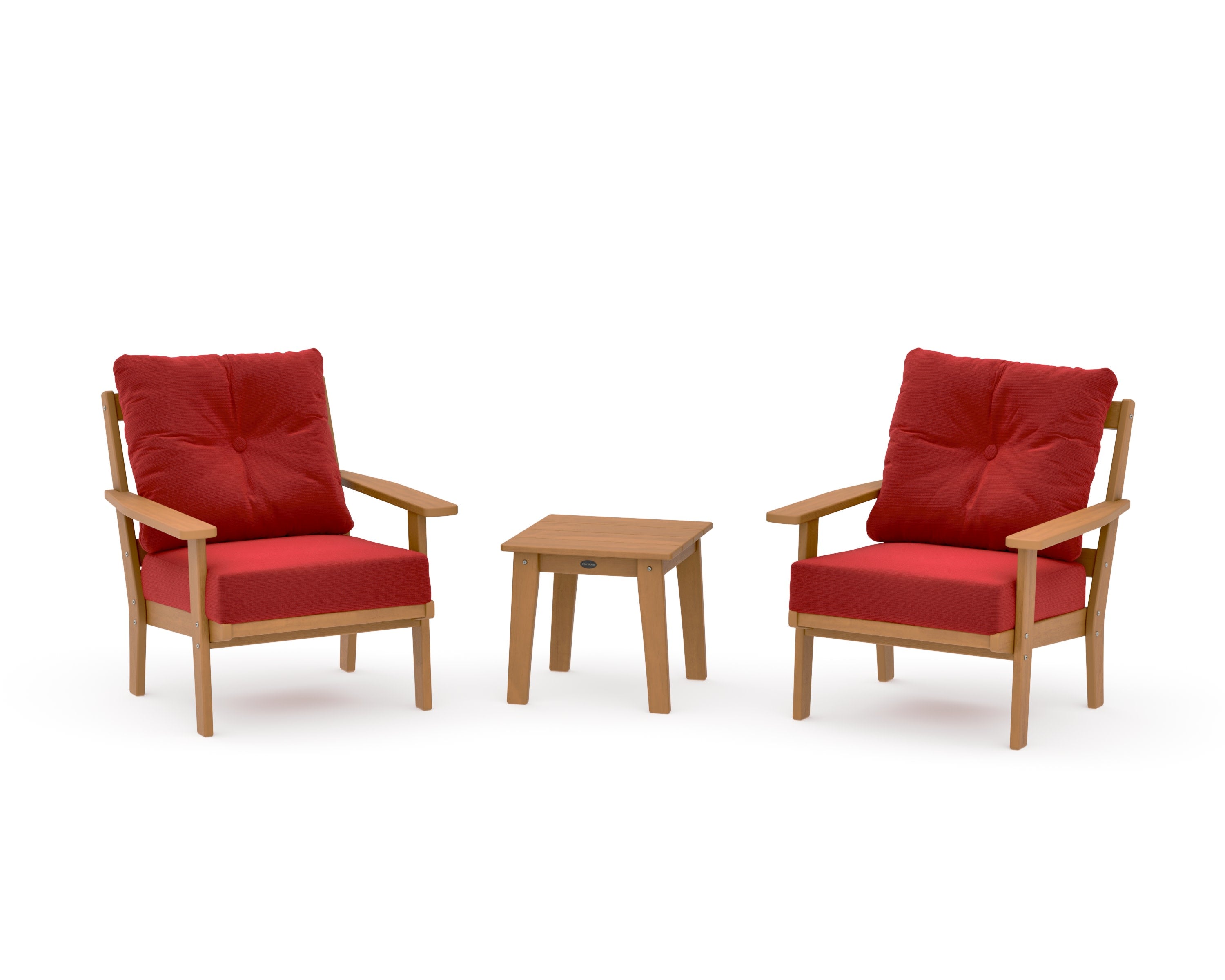Oxford 3-Piece Deep Seating Set in Natural / Crimson Linen