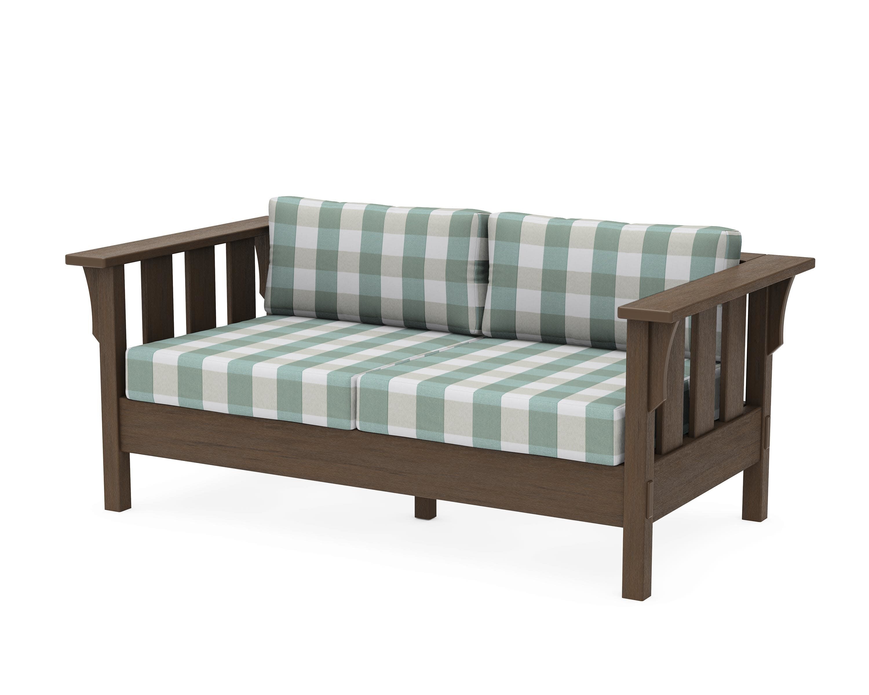 Acadia Deep Seating Loveseat in Kona / Buffalo Plaid Glacier Spa
