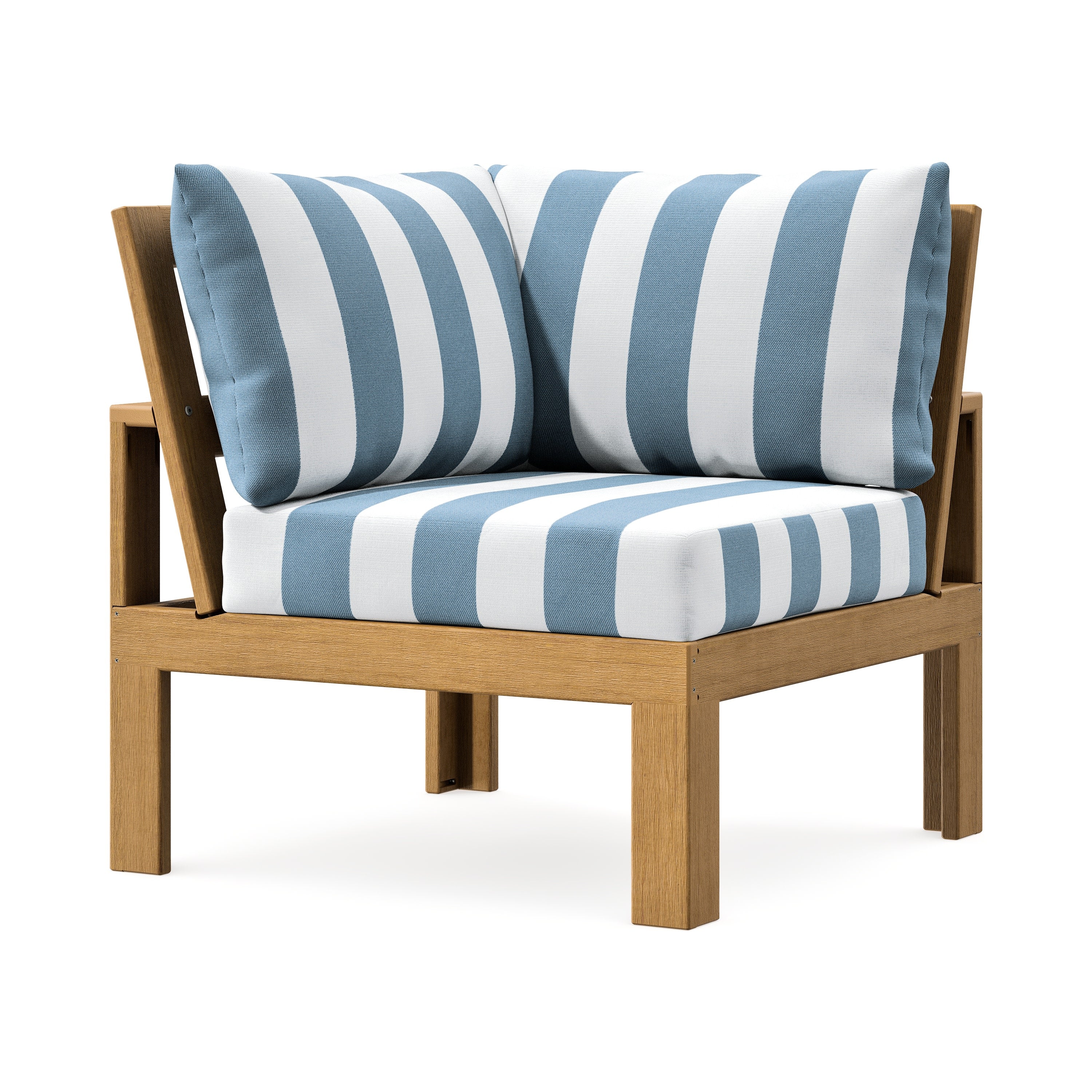 Modular Corner Chair in Natural / Cabana Stripe Sky Blue