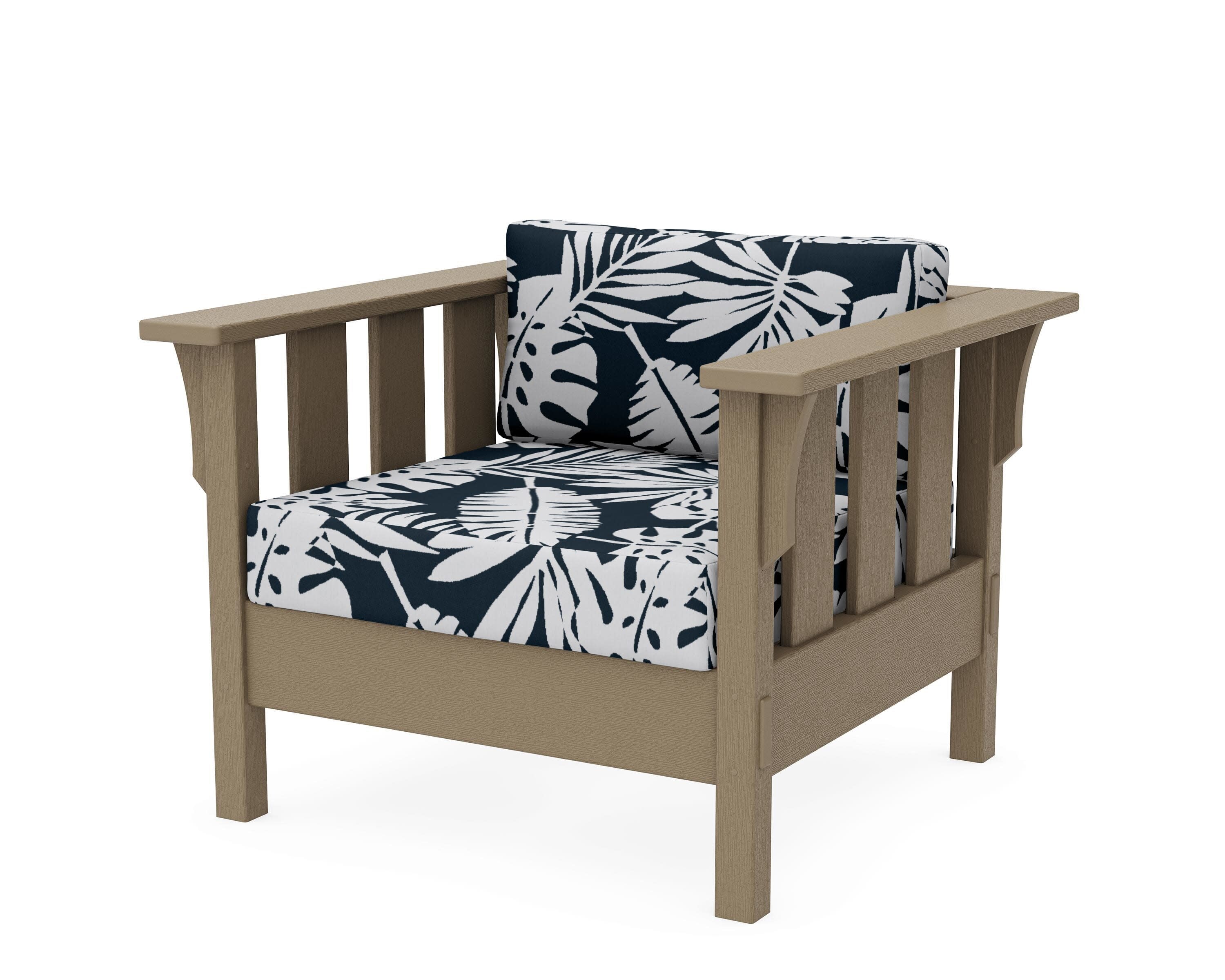 Acadia Deep Seating Chair in Vintage Sahara / Leaf Marine Indigo