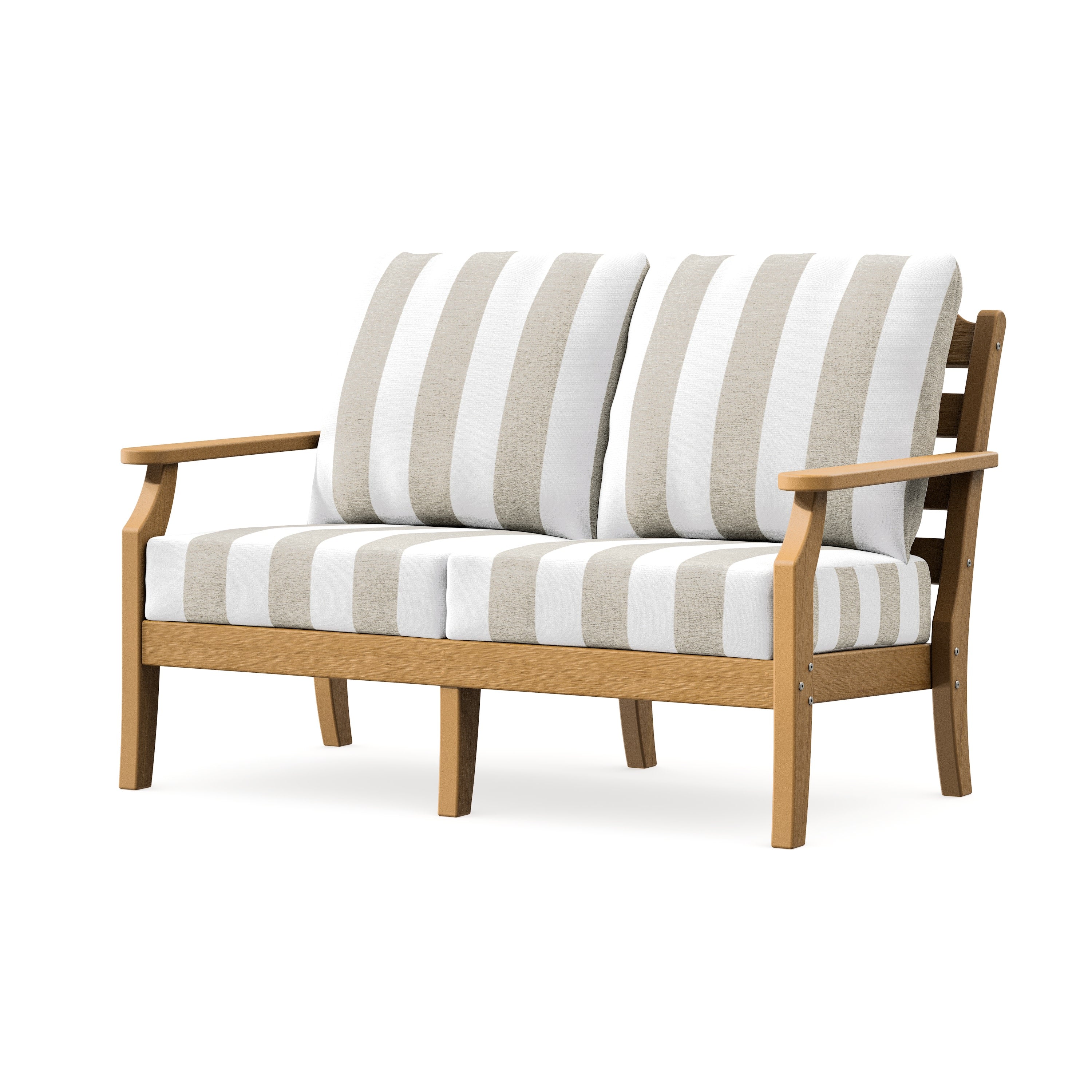 Savannah Deep Seating Loveseat in Natural / Cabana Stripe Dune Burlap