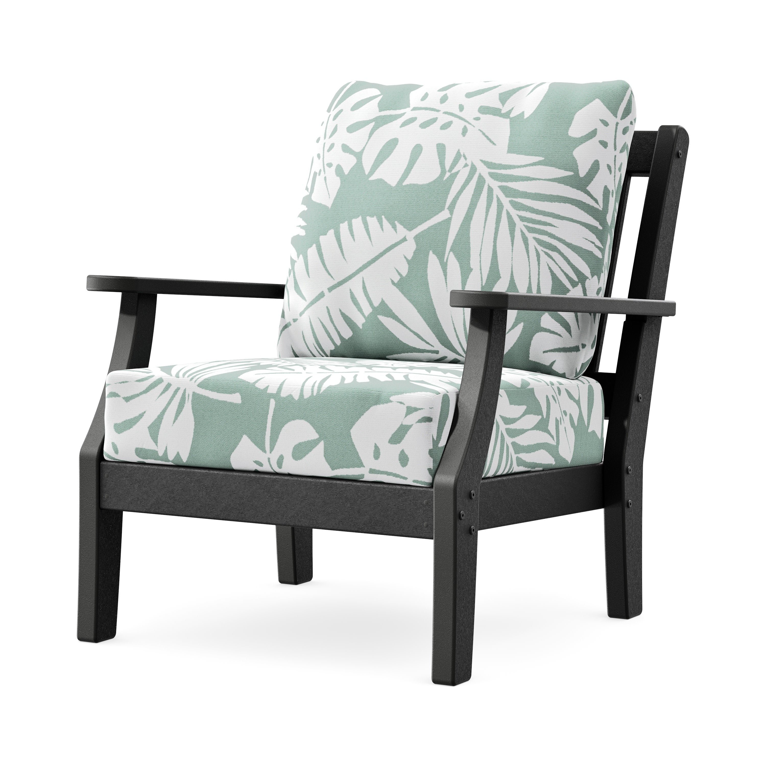 Chinoiserie Deep Seating Chair in Black / Leaf Glacier Spa