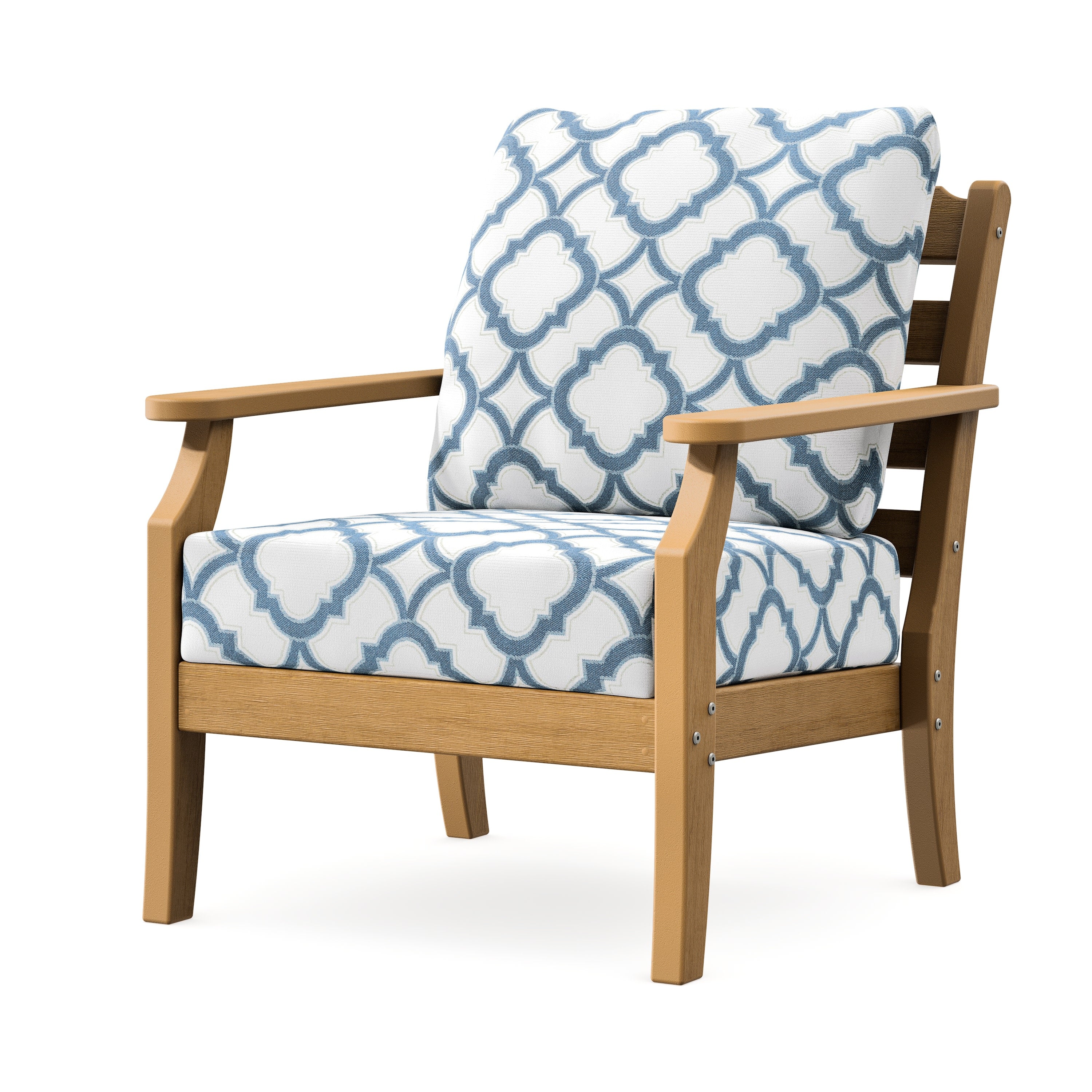 Savannah Deep Seating Chair in Natural / Trellis Sky Blue