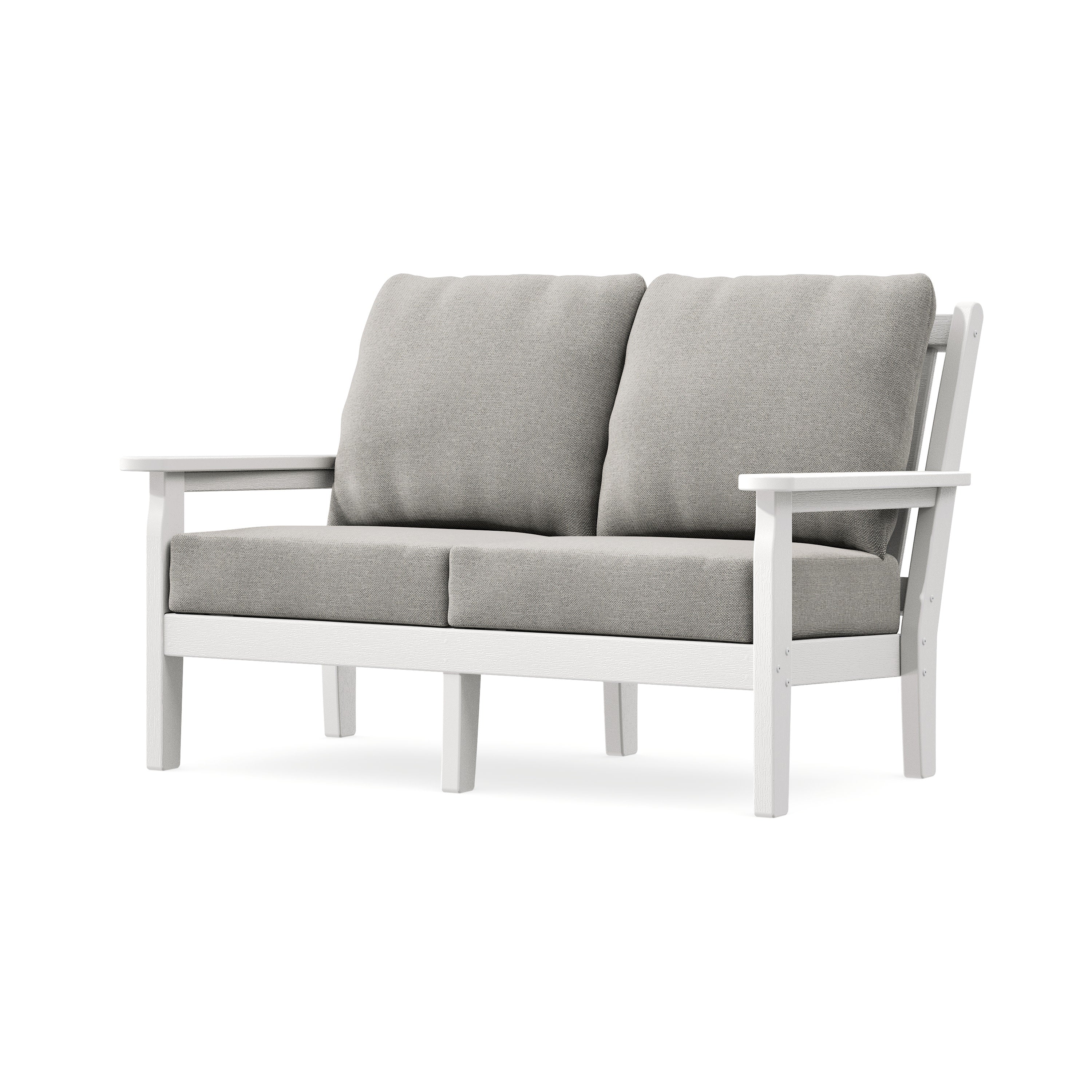 Chippendale Deep Seating Loveseat in Vintage White / Weathered Tweed