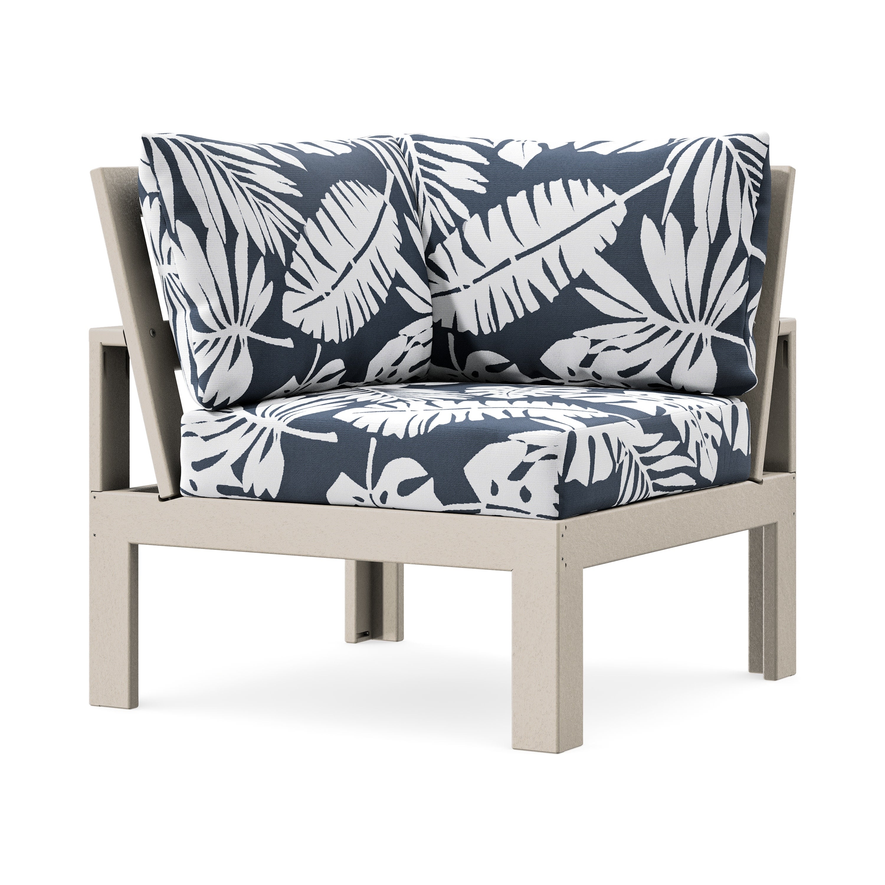 Modular Corner Chair in Sand / Leaf Marine Indigo