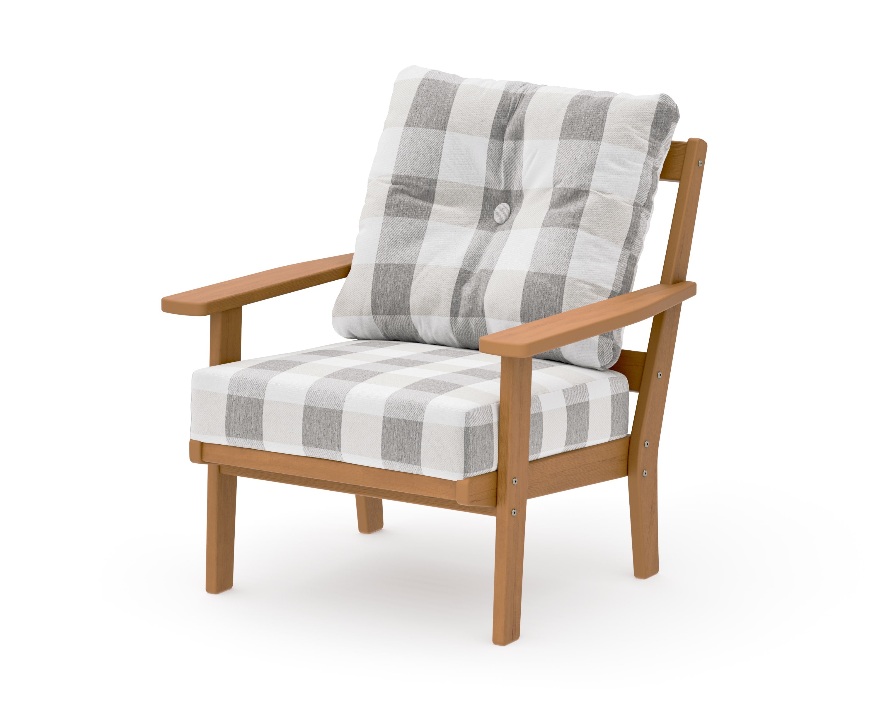 Oxford Deep Seating Chair in Natural / Buffalo Plaid Grey Mist