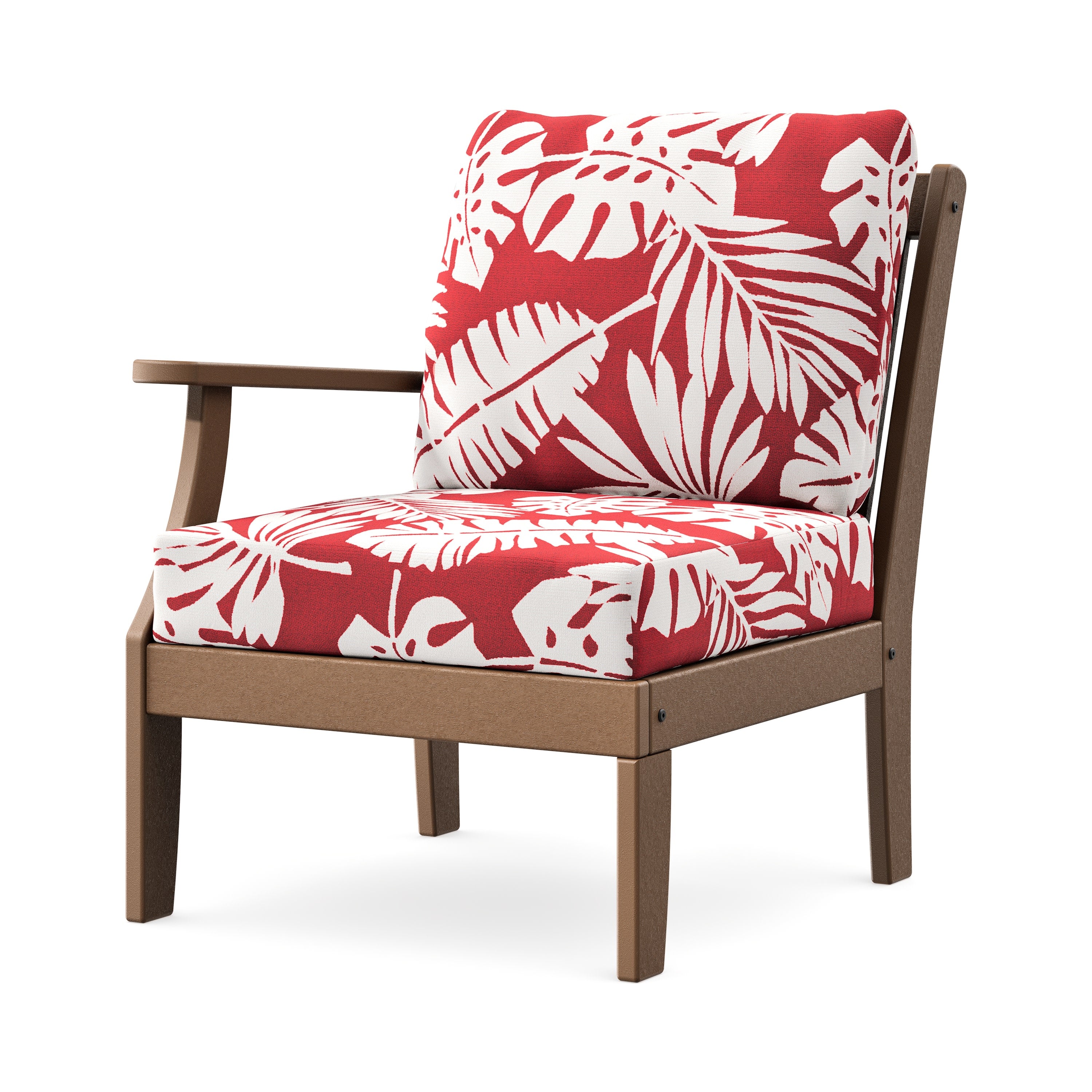 Braxton Modular Left Arm Chair in Teak / Leaf Crimson